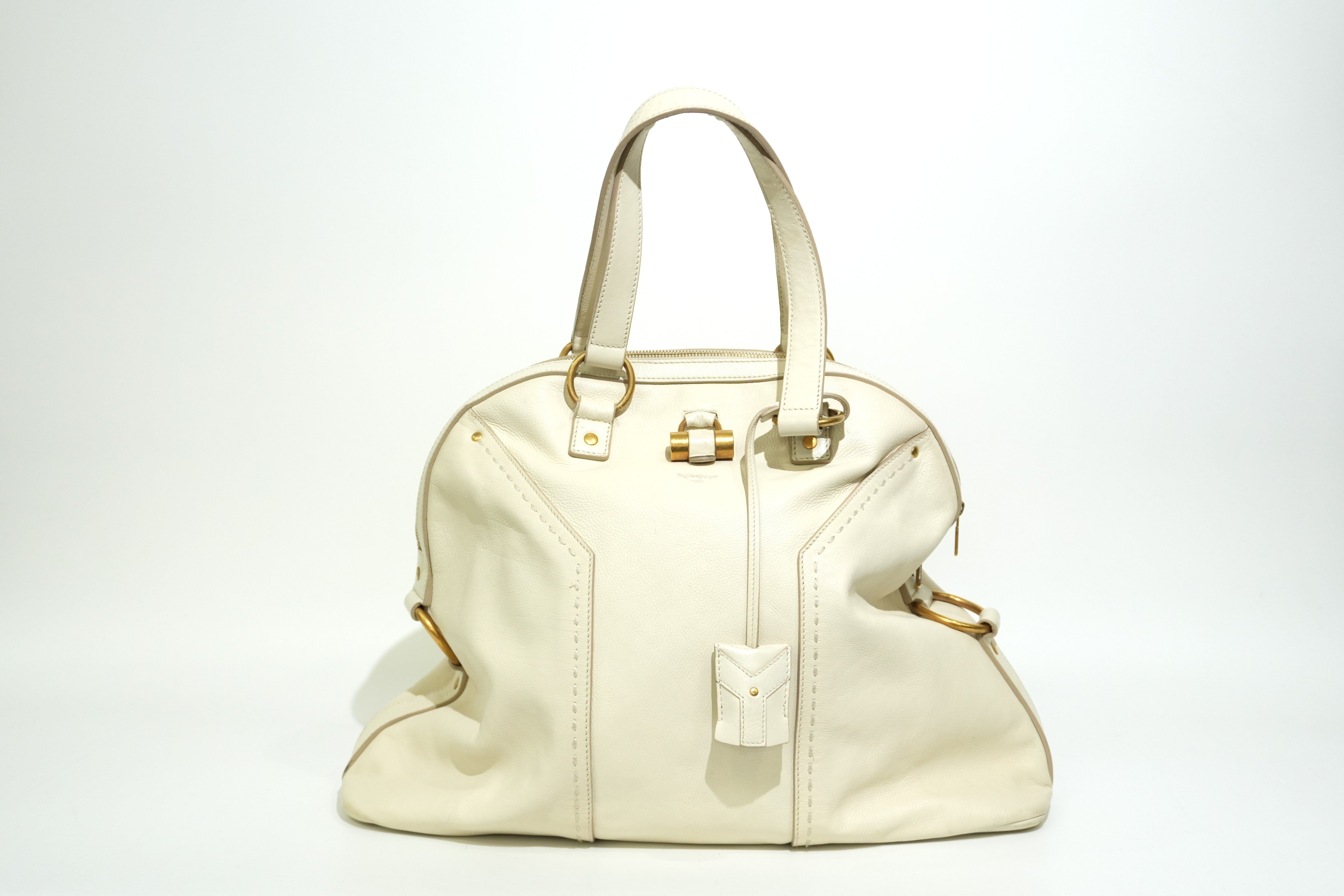 Pre-owned Saint Laurent Leather Muse Handbag White