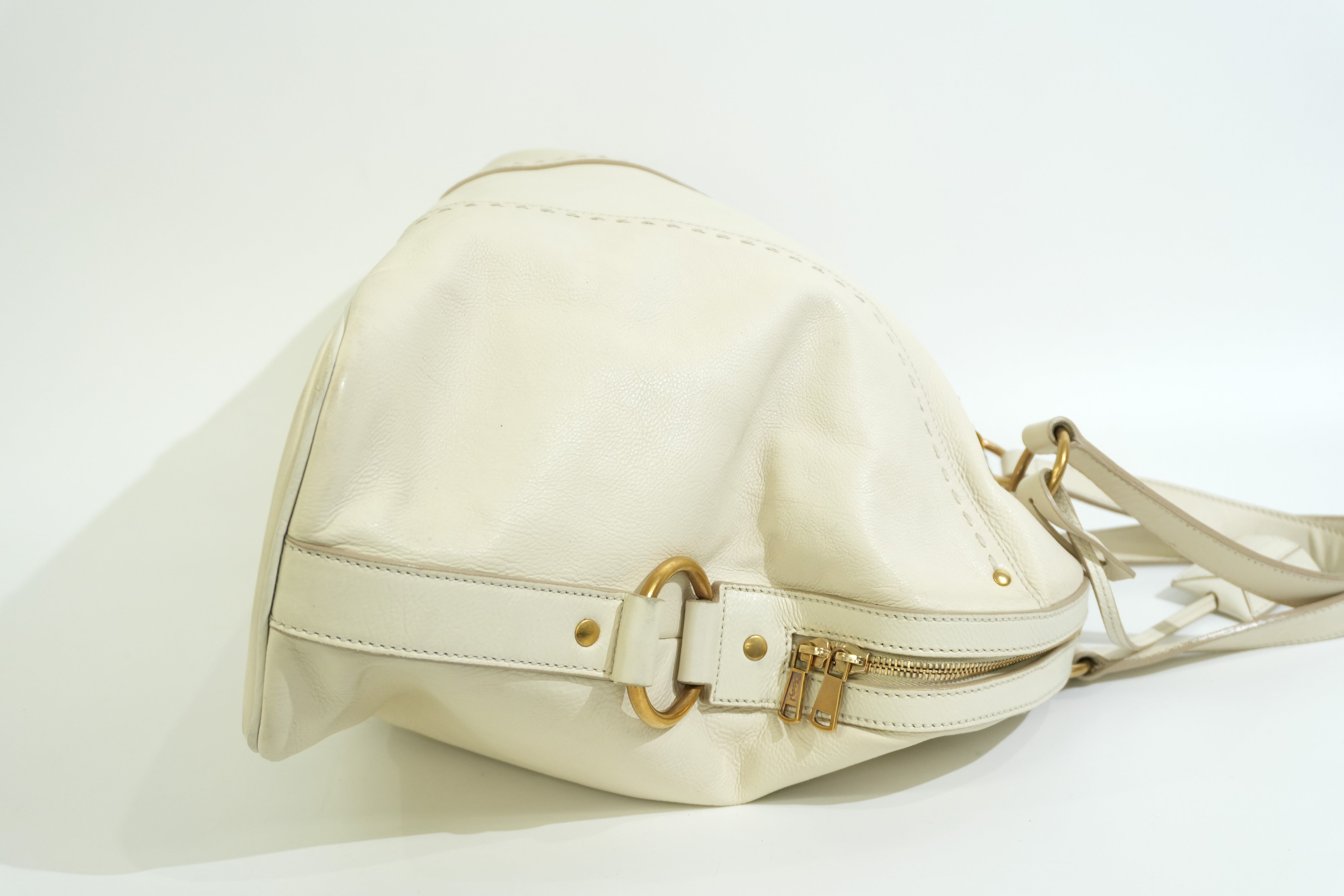 Pre-owned Saint Laurent Leather Muse Handbag White