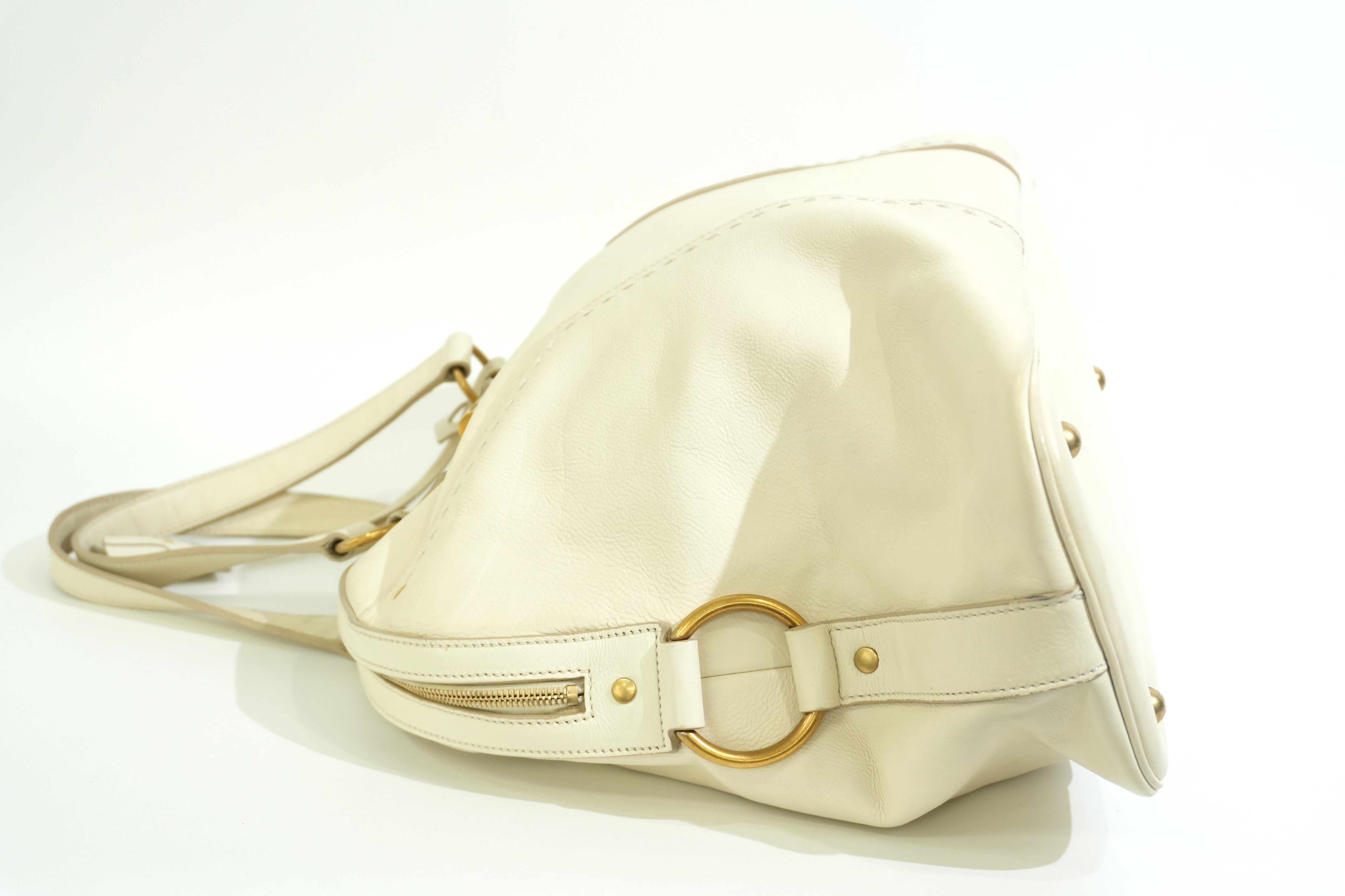 Pre-owned Saint Laurent Leather Muse Handbag White