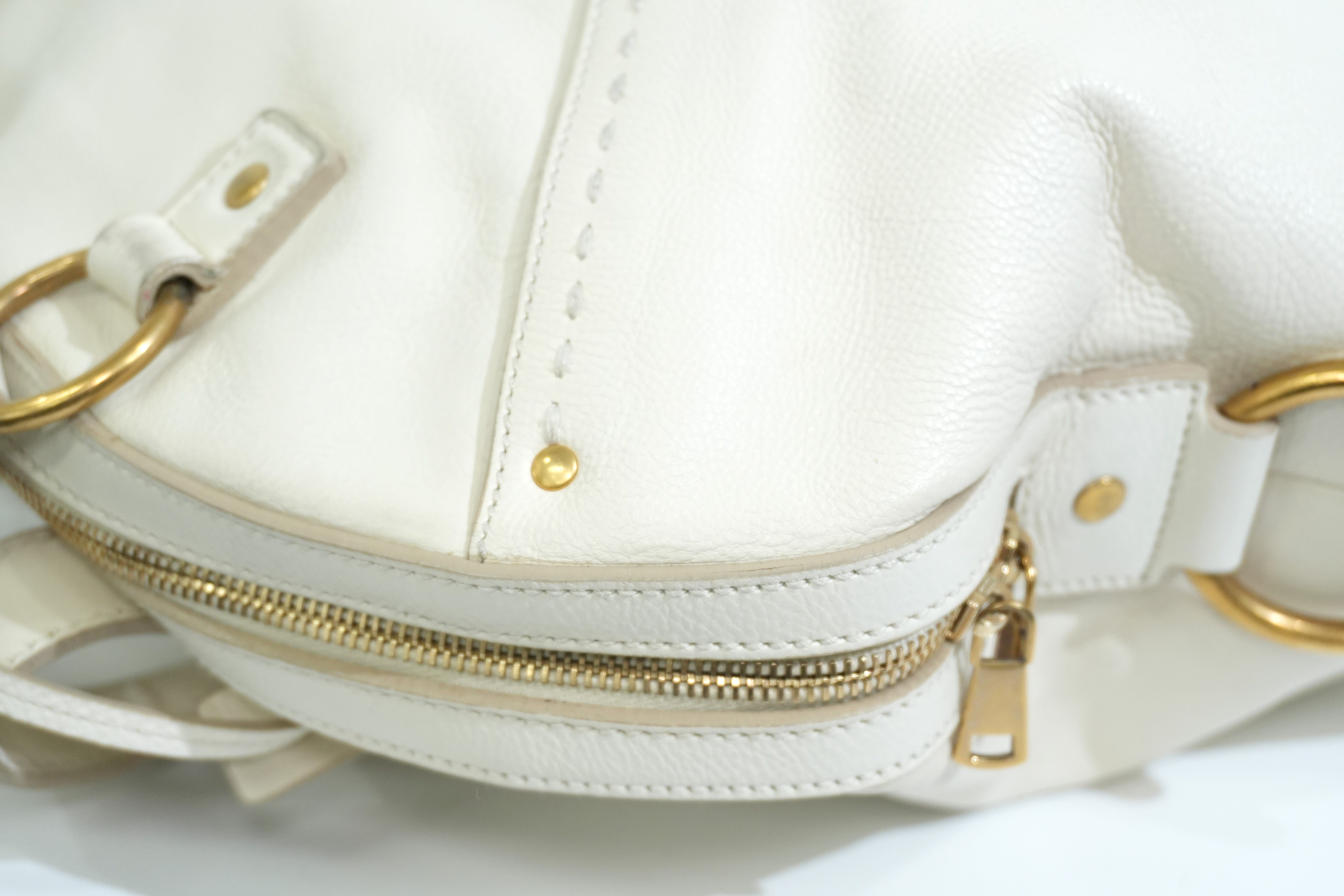 Pre-owned Saint Laurent Leather Muse Handbag White