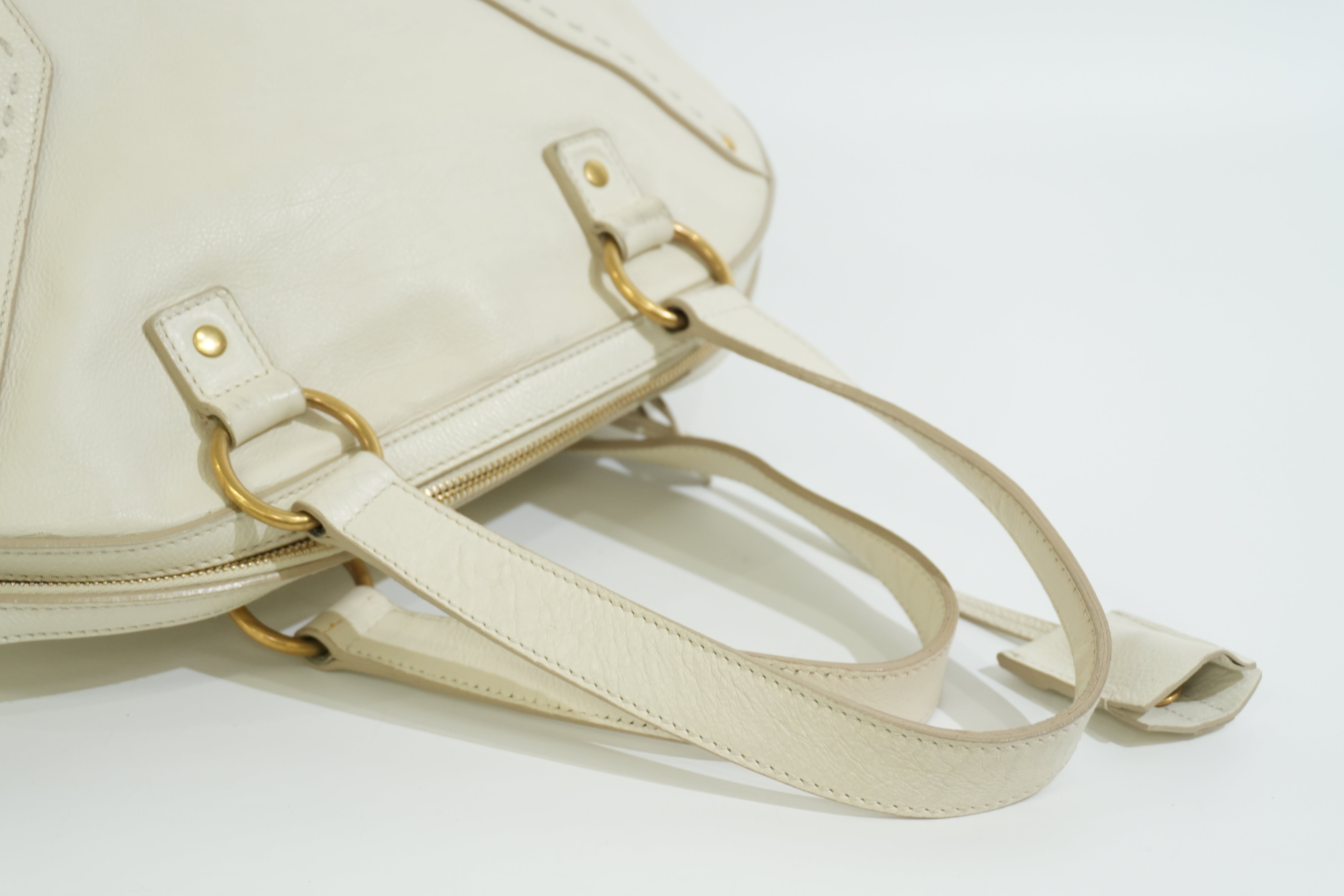Pre-owned Saint Laurent Leather Muse Handbag White
