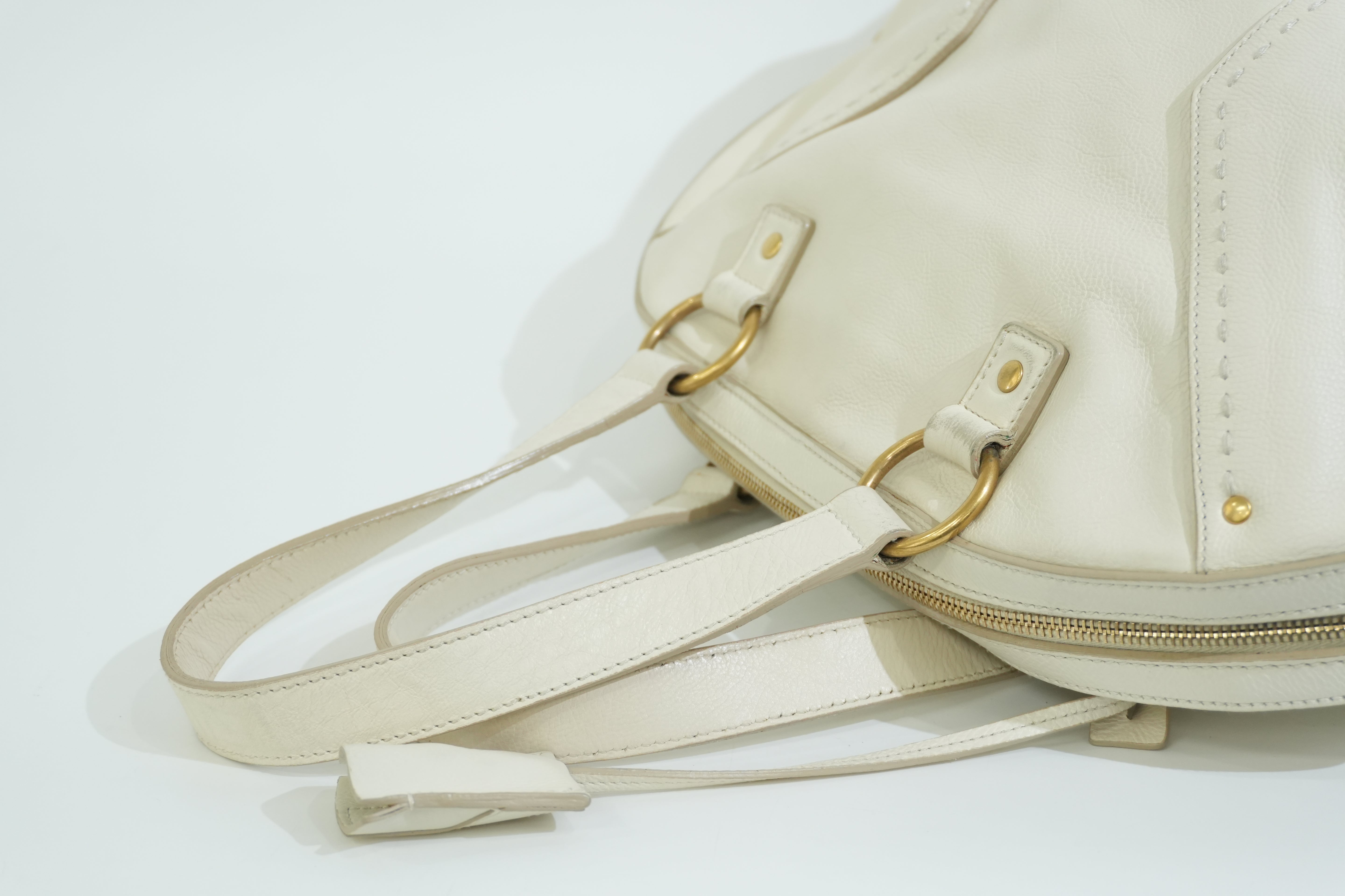 Pre-owned Saint Laurent Leather Muse Handbag White
