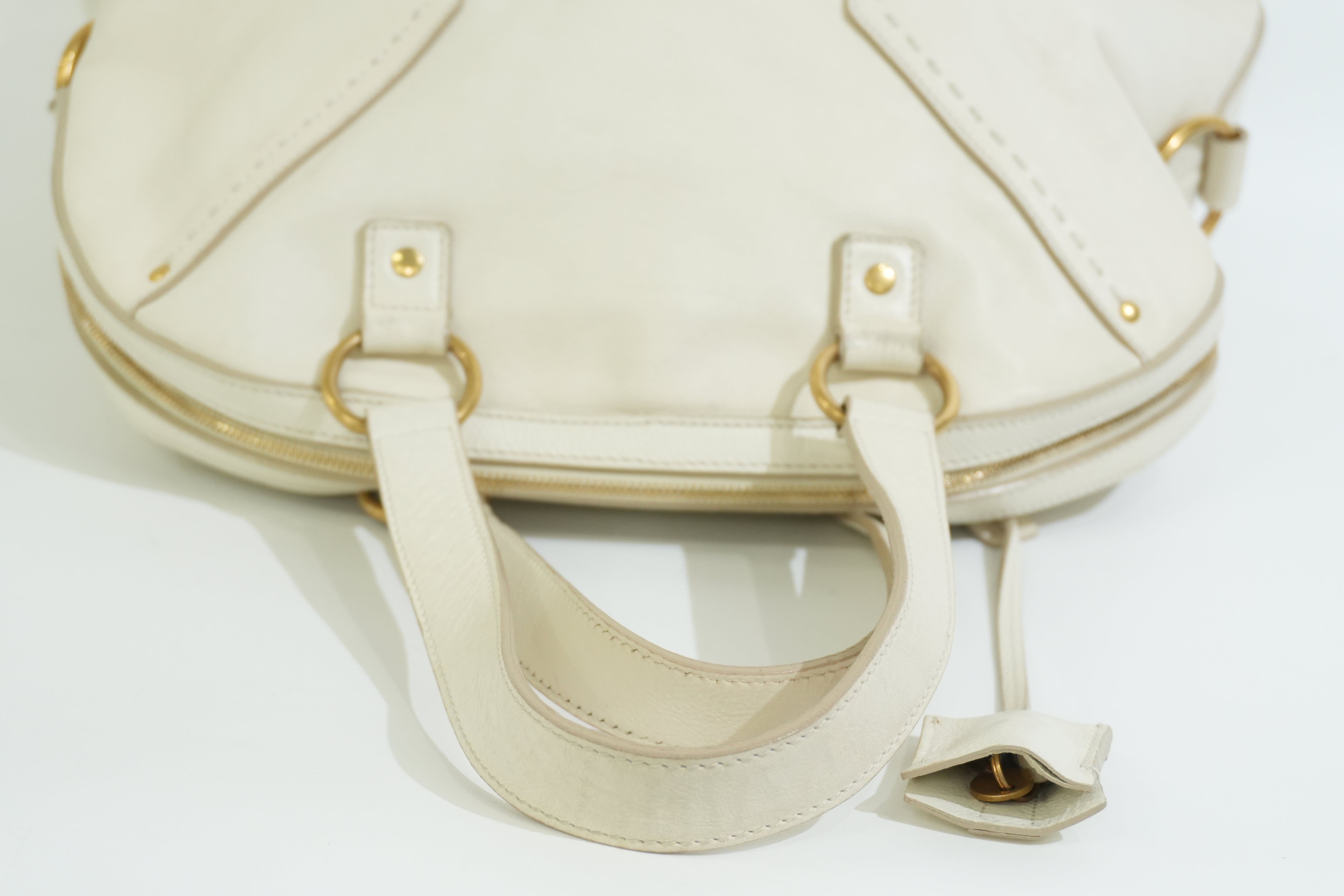 Pre-owned Saint Laurent Leather Muse Handbag White