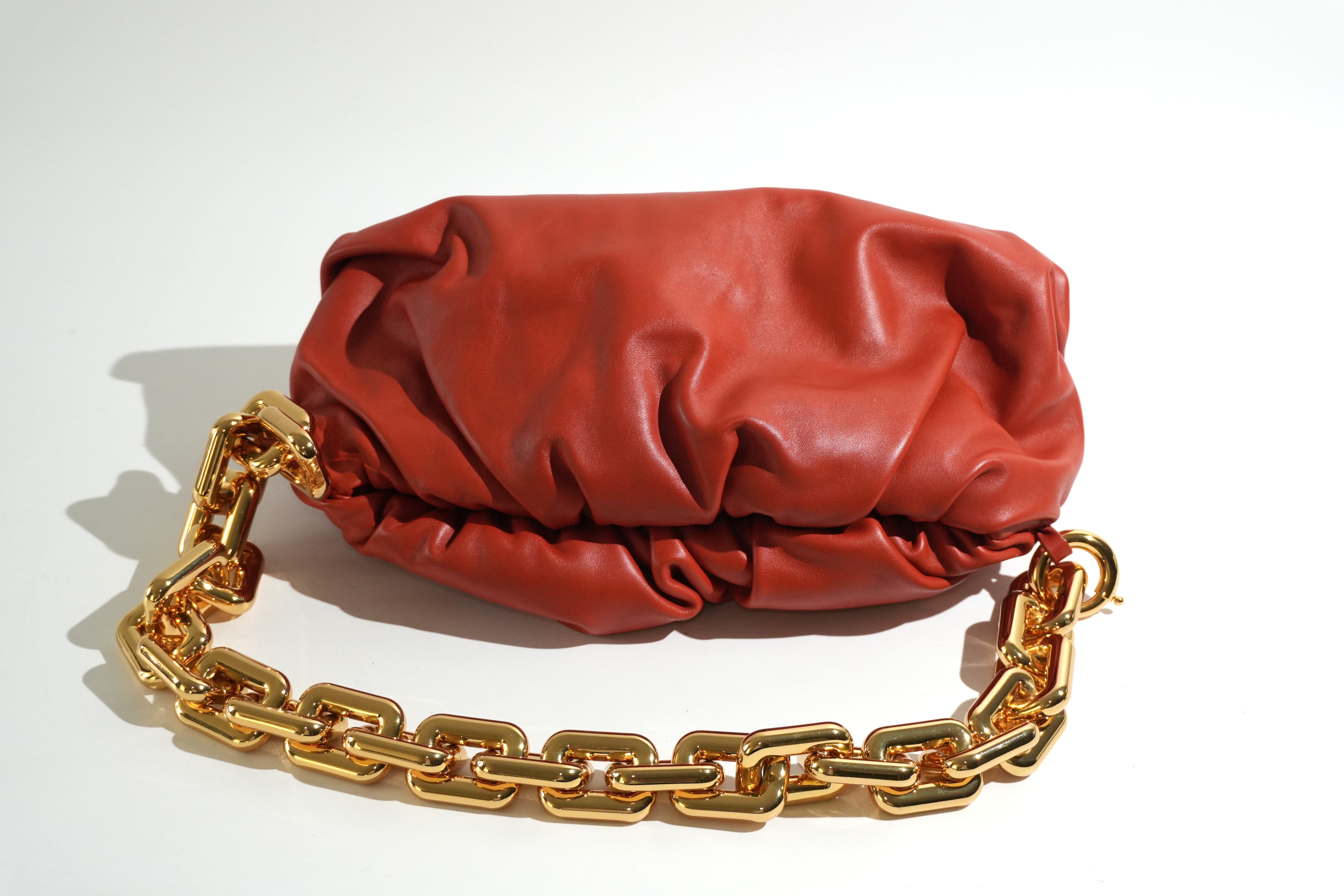 Pre-owned Bottega Chain Pouch Shoulder Bag Orange