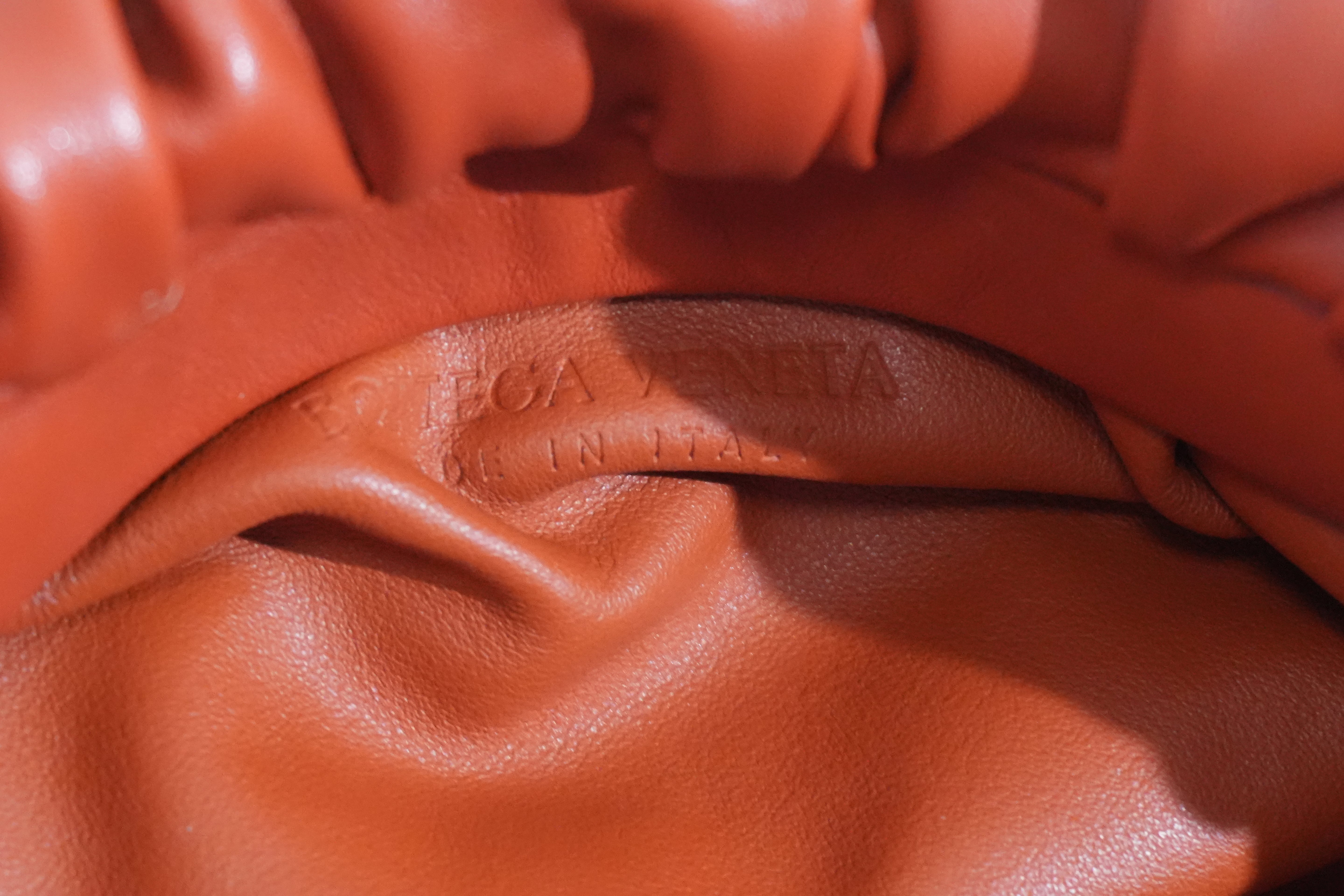 Pre-owned Bottega Chain Pouch Shoulder Bag Orange