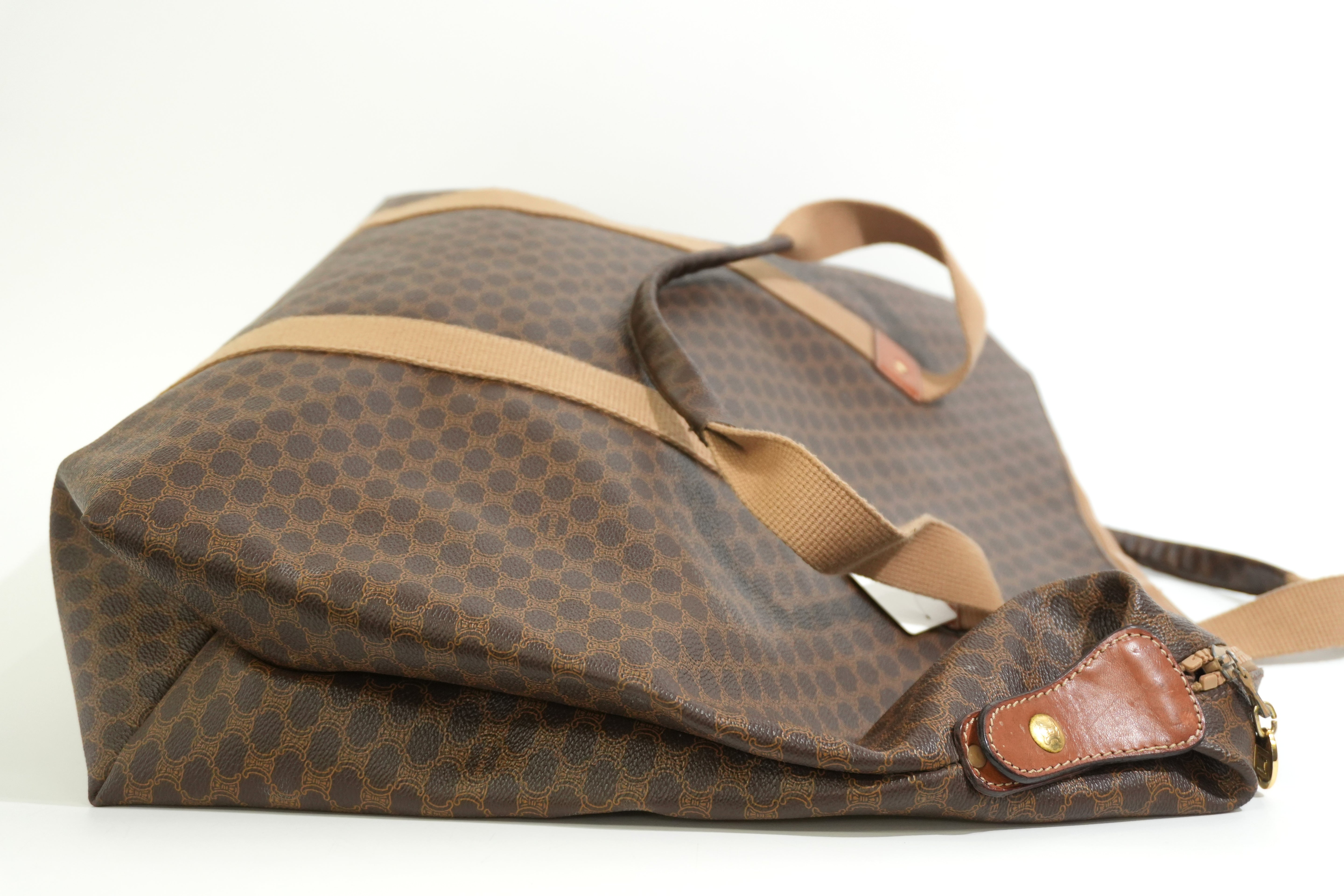 Pre-owned Celine Macadam Boston Travel Bag Brown