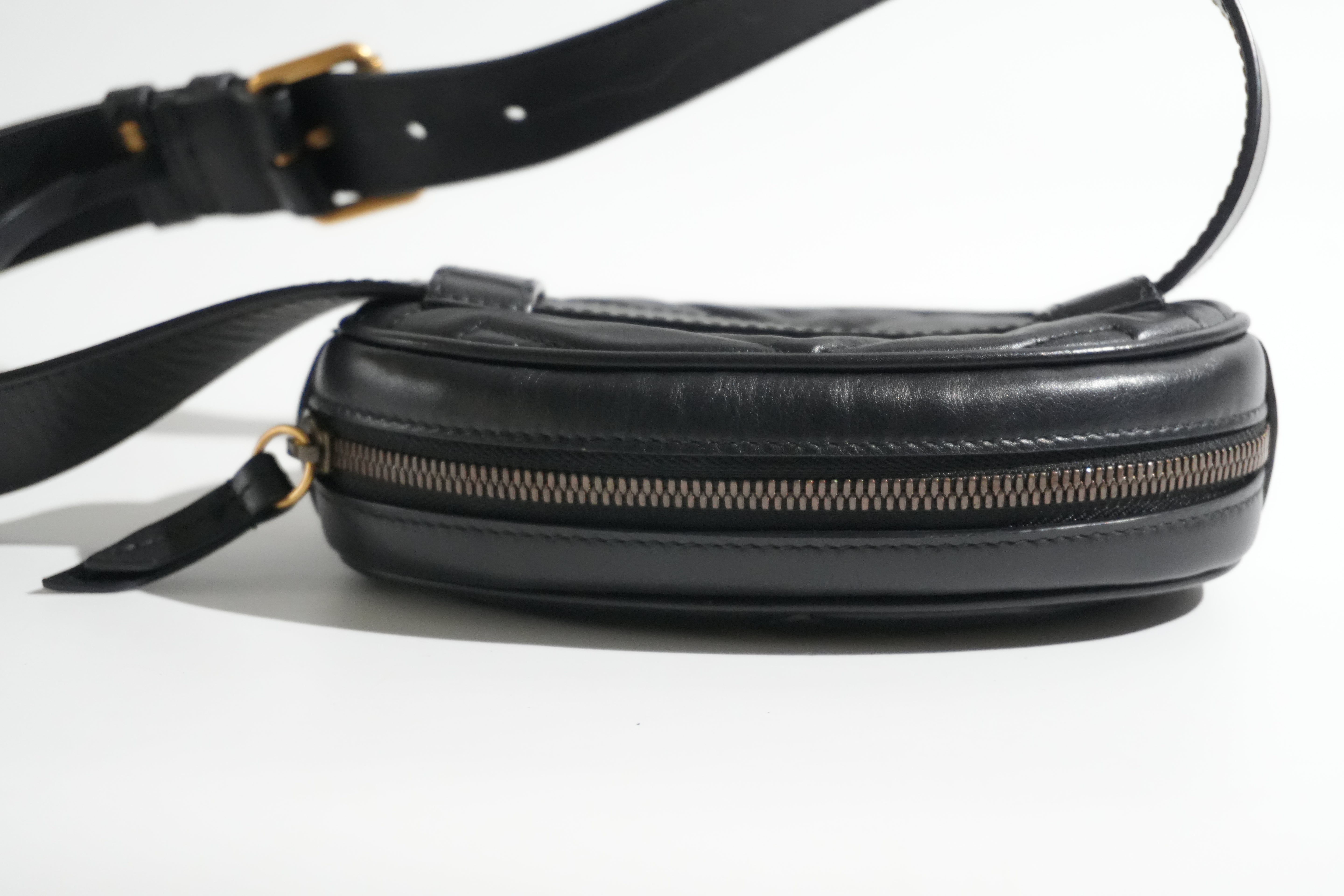 Pre-owned Gucci Marmont Belt Bag Size 85 Black