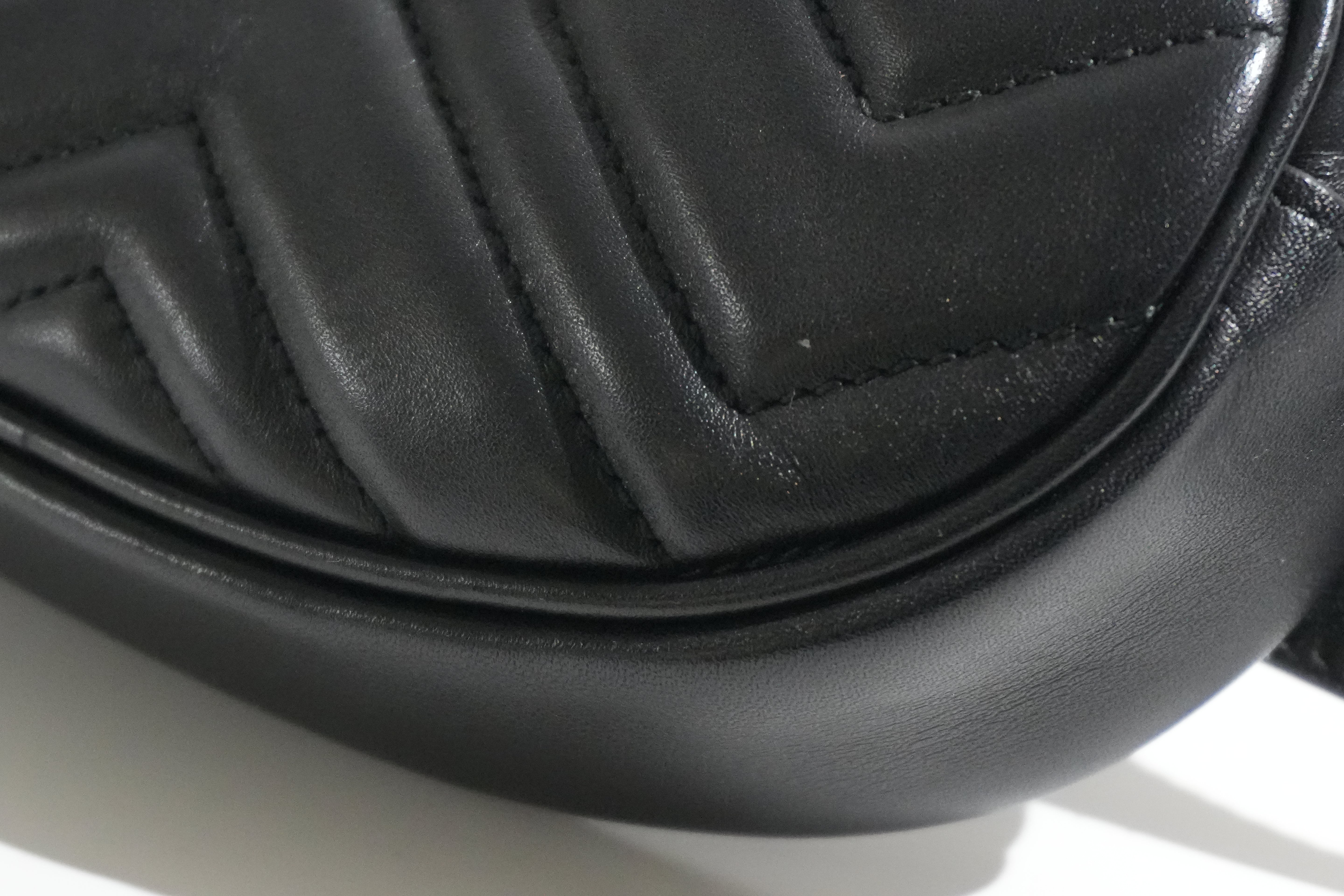 Pre-owned Gucci Marmont Belt Bag Size 85 Black