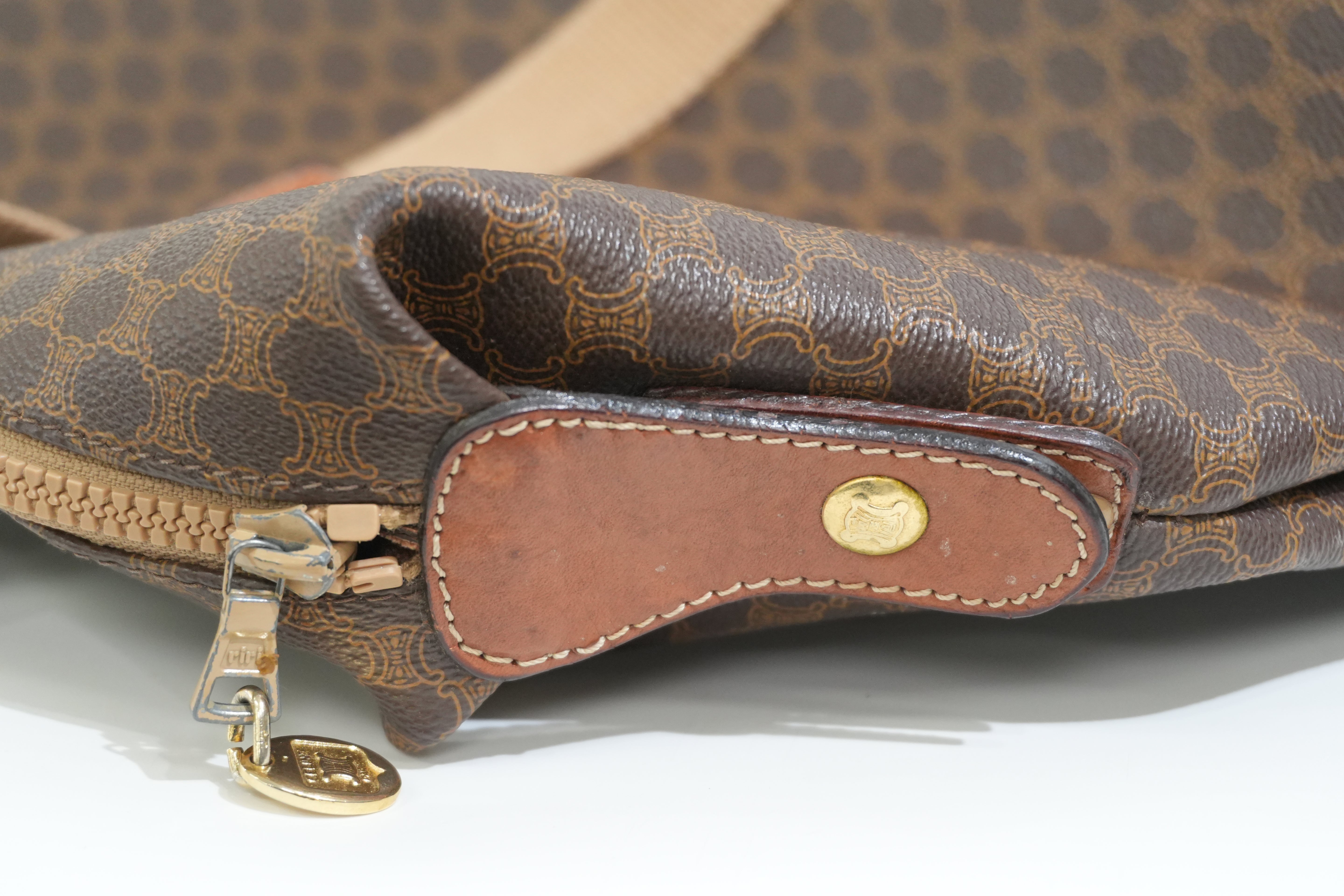 Pre-owned Celine Macadam Boston Travel Bag Brown