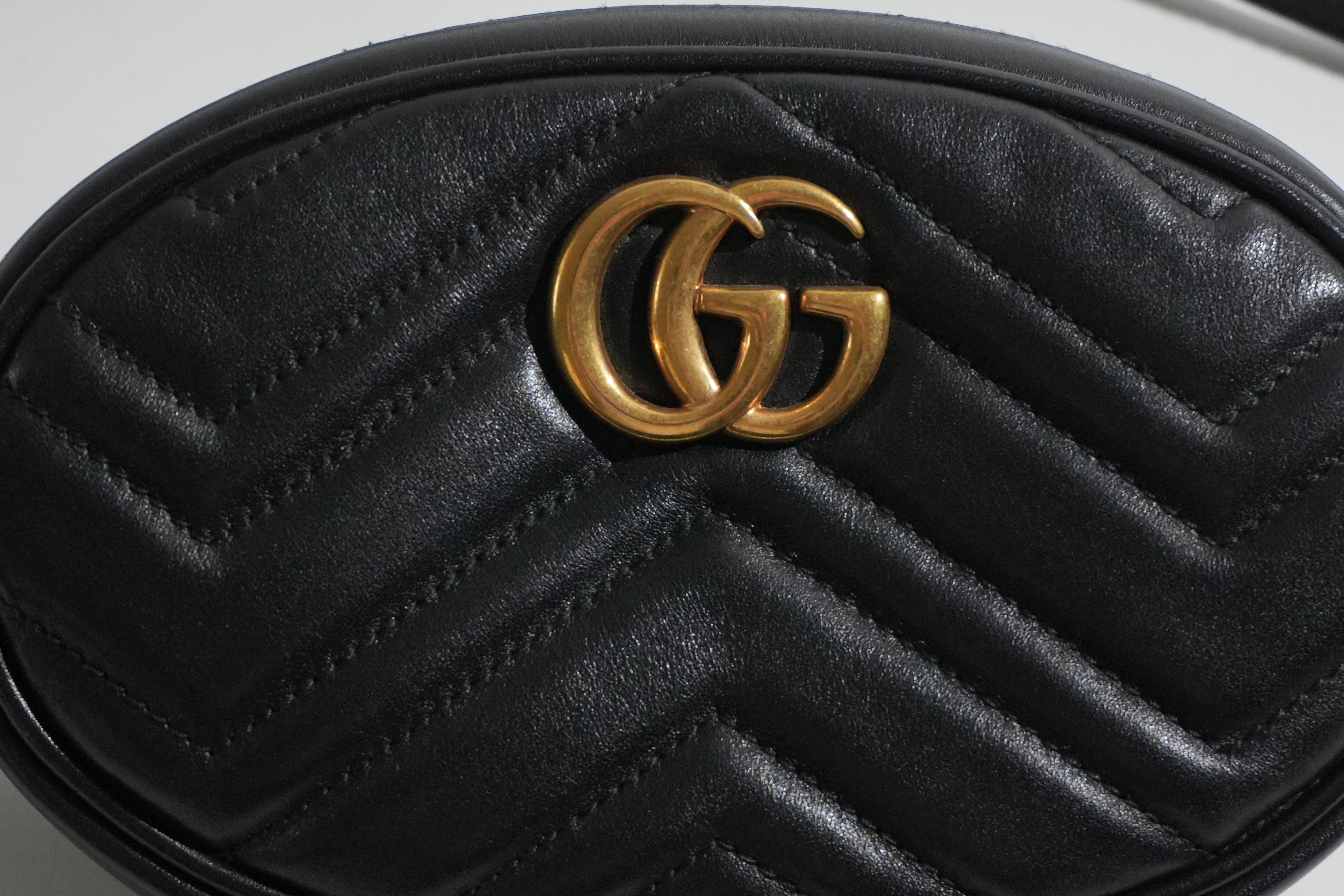 Pre-owned Gucci Marmont Belt Bag Size 85 Black