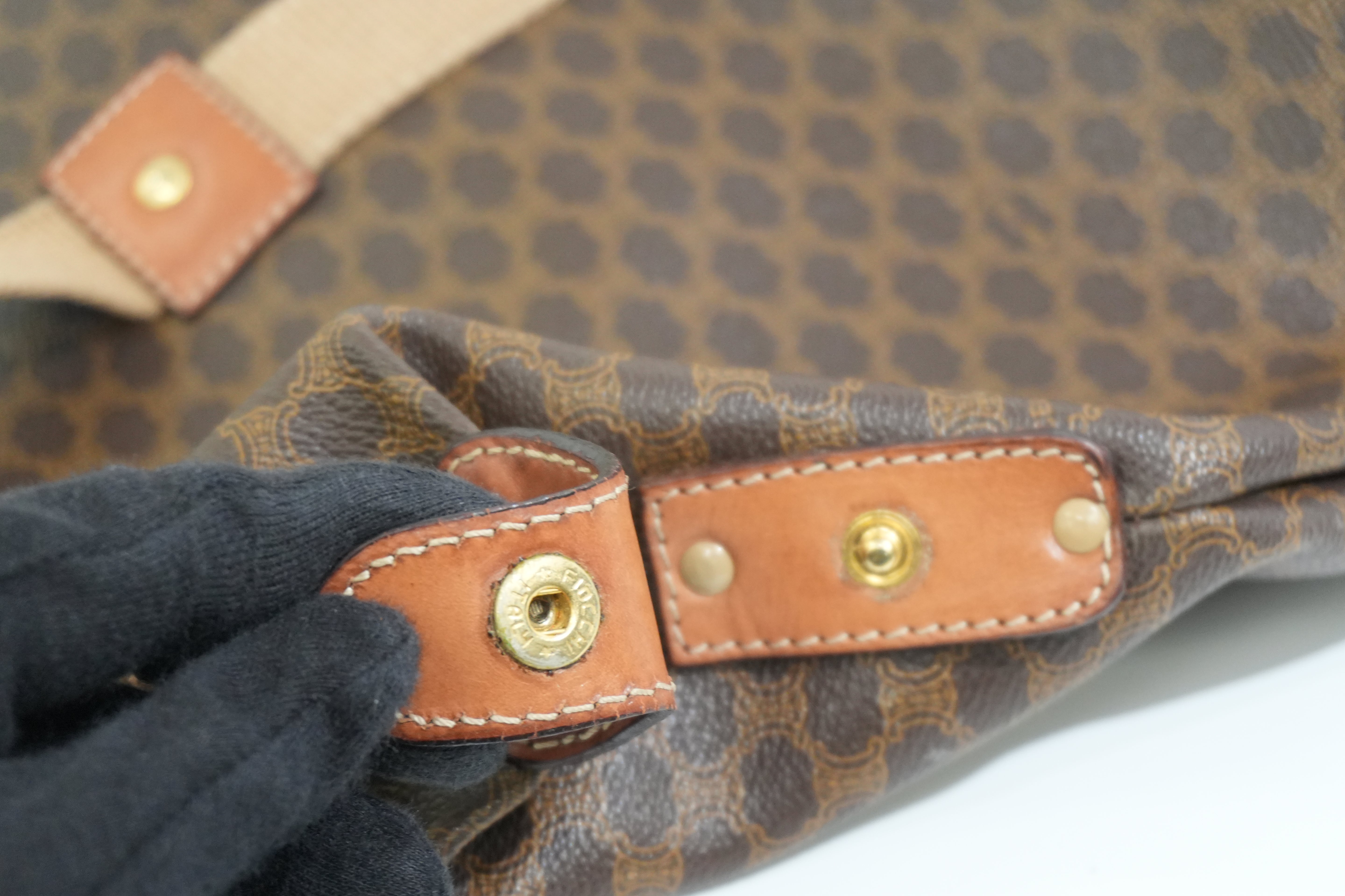 Pre-owned Celine Macadam Boston Travel Bag Brown