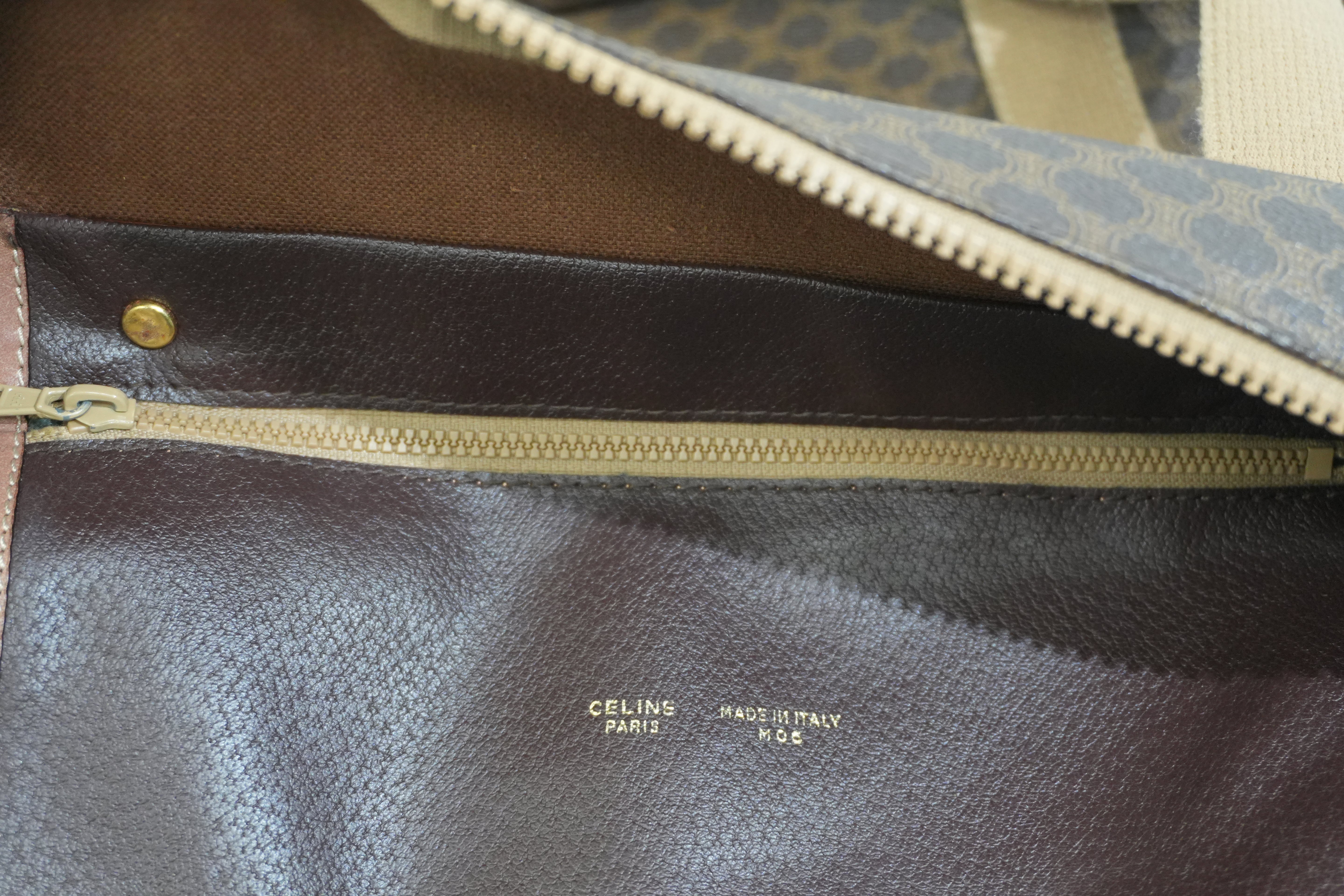 Pre-owned Celine Macadam Boston Travel Bag Brown