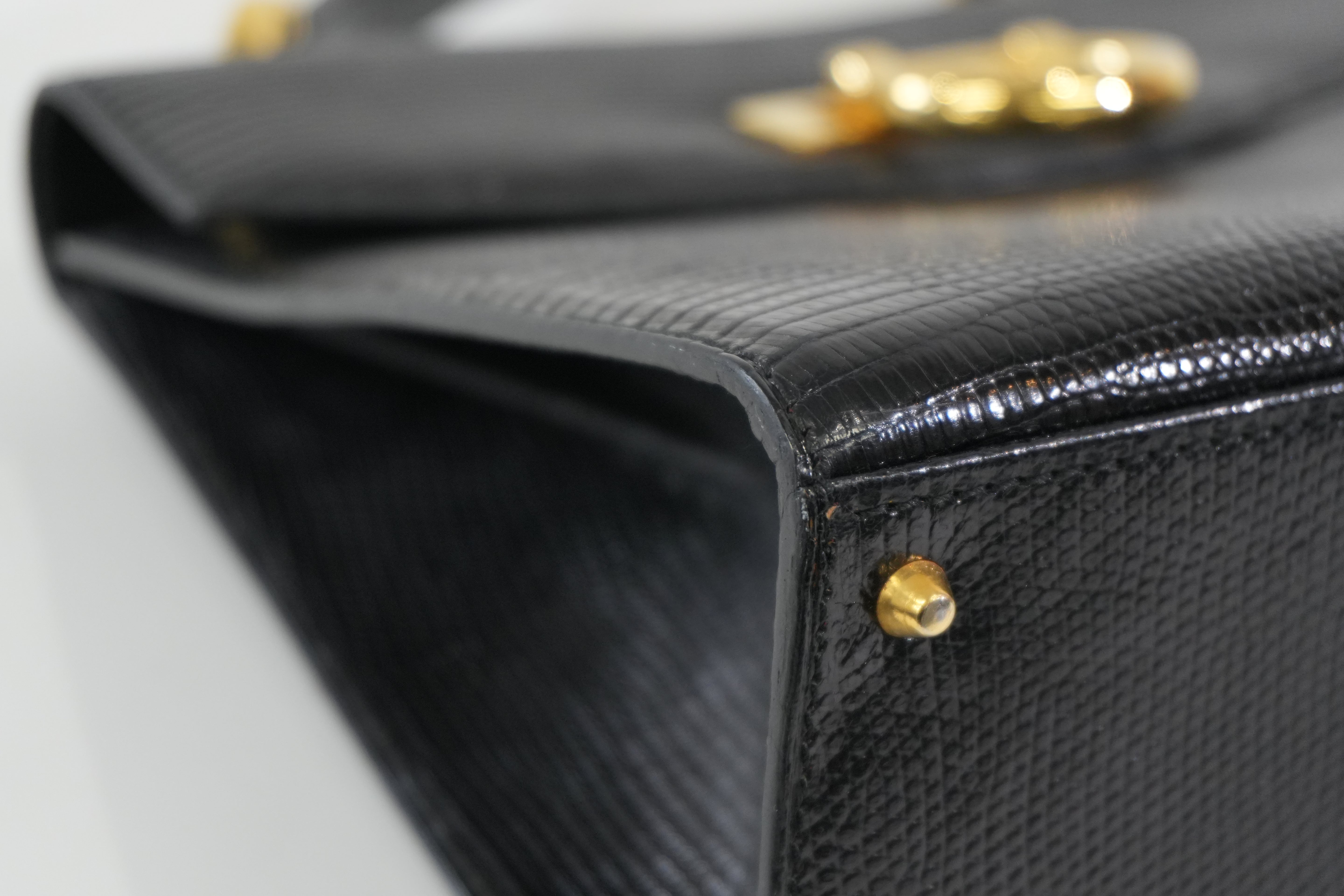 Pre-owned Celine Lizard Leather Box Pattern Shoulder Bag Black