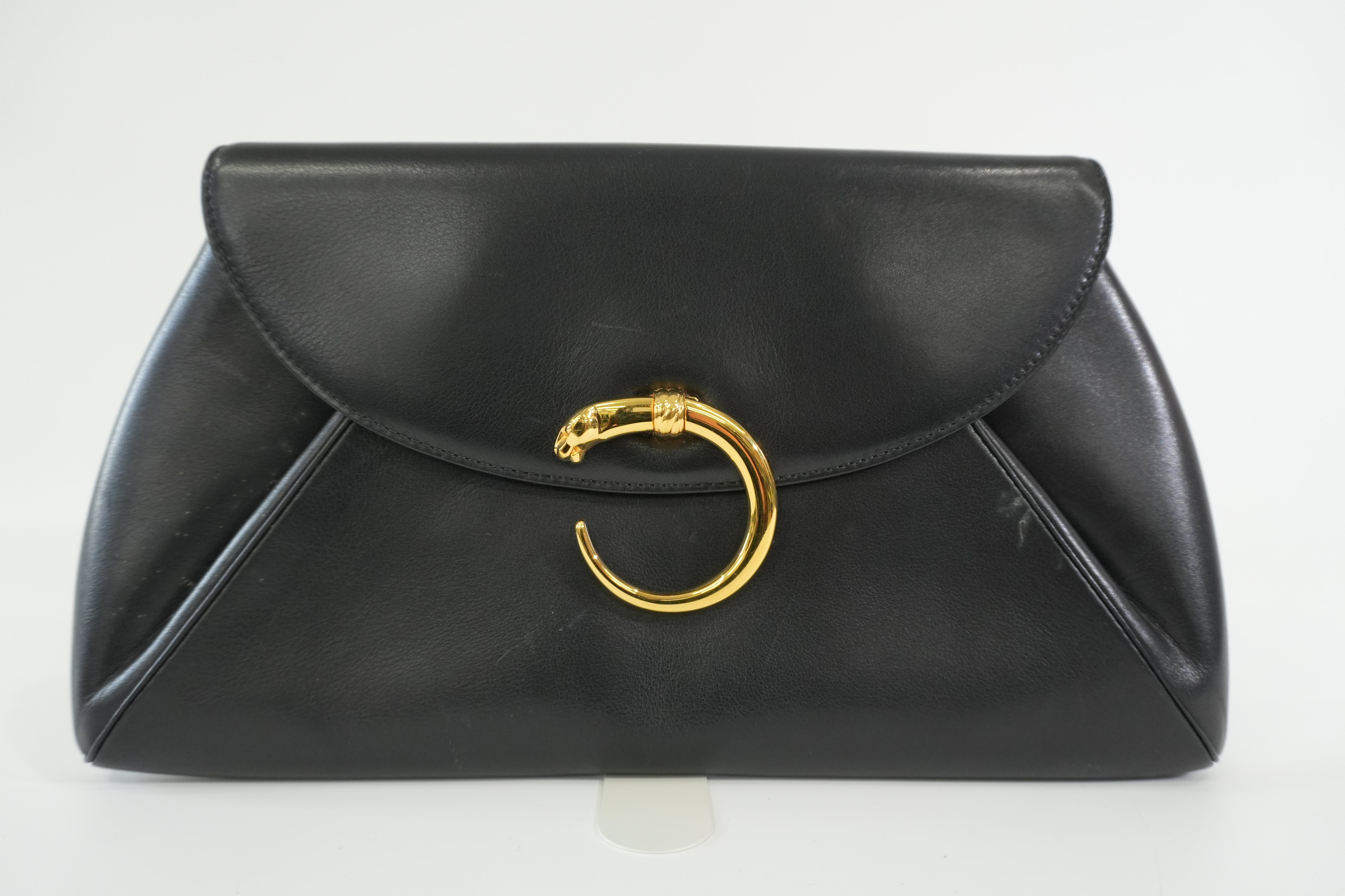 Pre-owned Cartier Panthere Clutch Bag Black