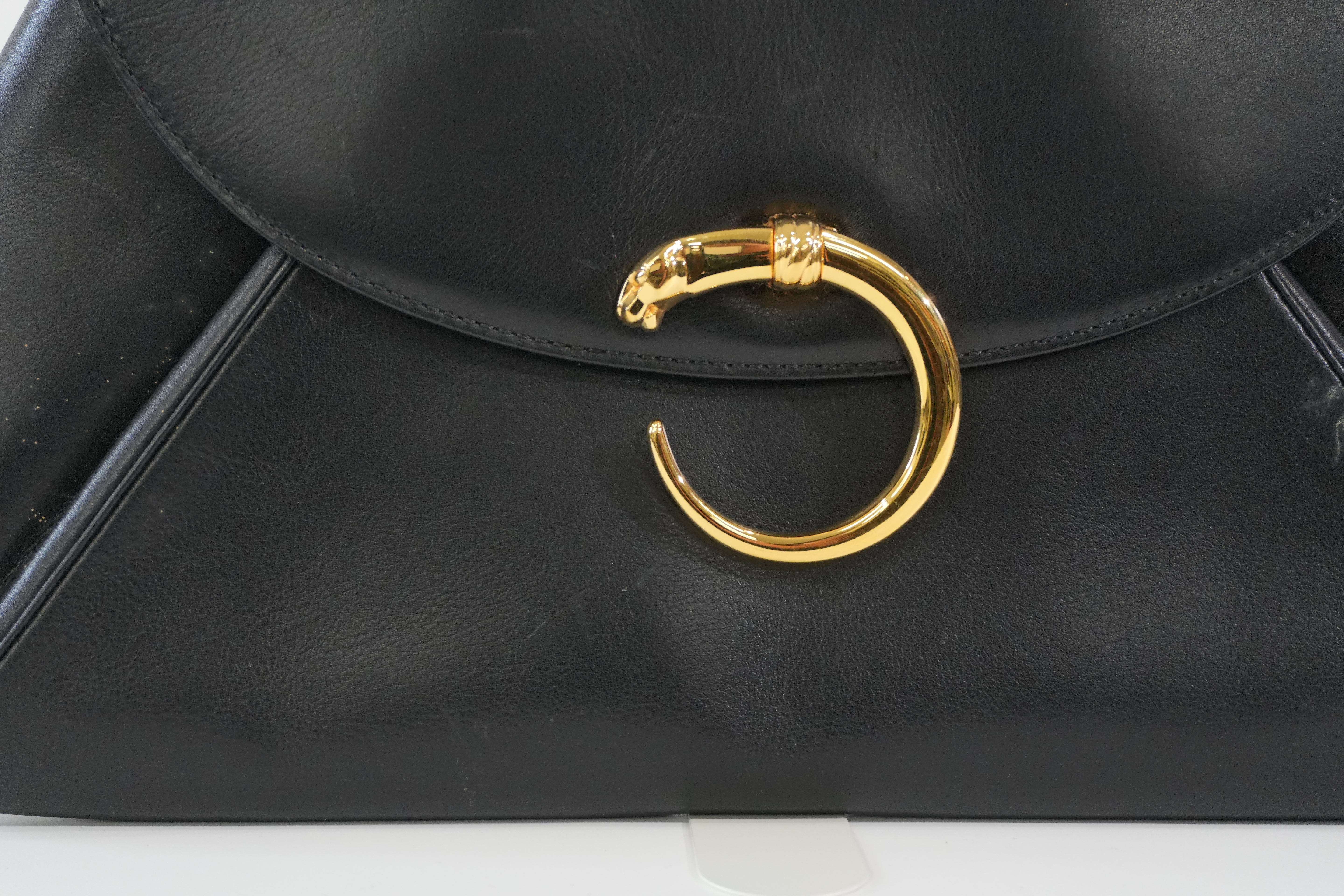 Pre-owned Cartier Panthere Clutch Bag Black