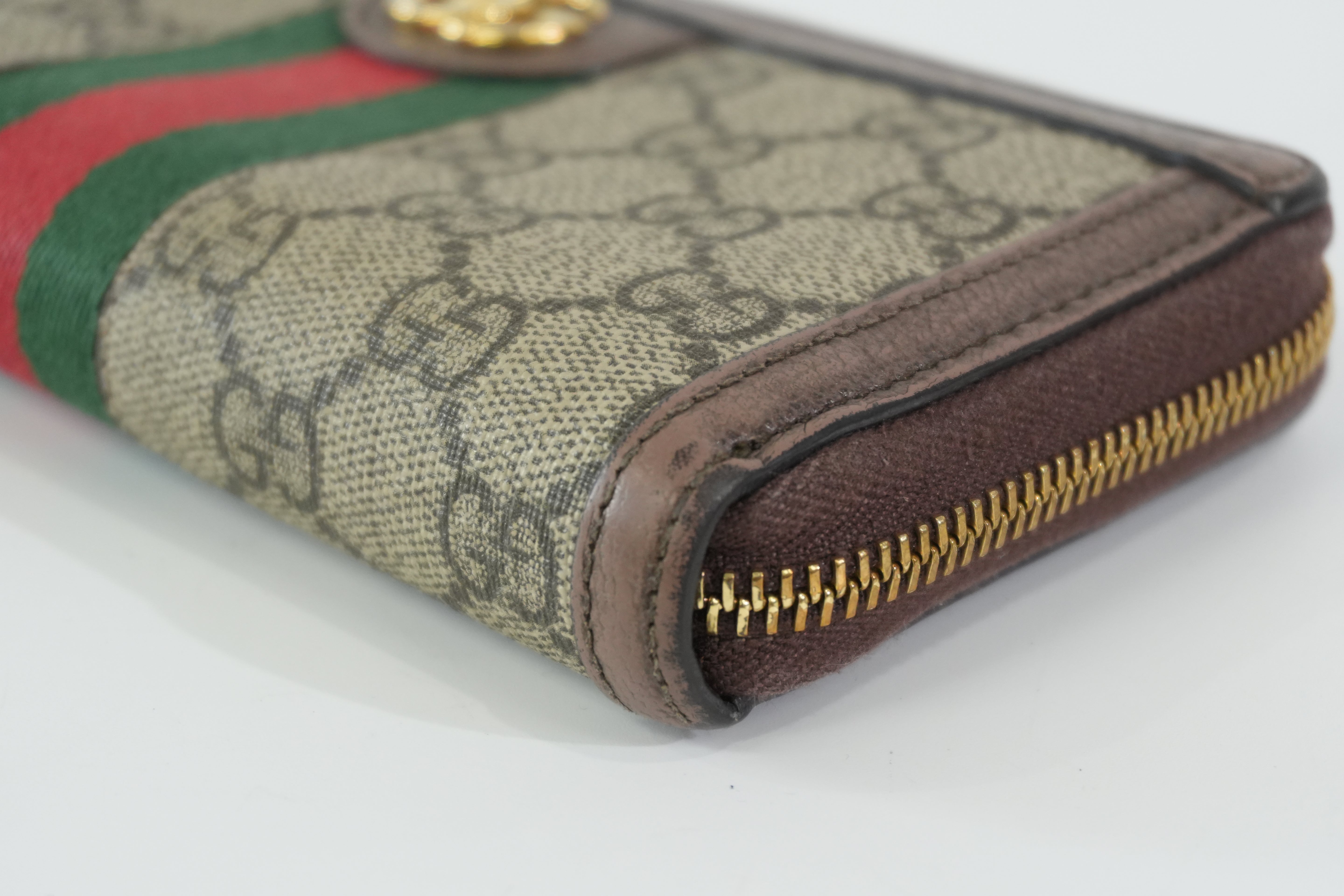 Pre-owned Gucci Ophidia Zippy Long Wallet Brown