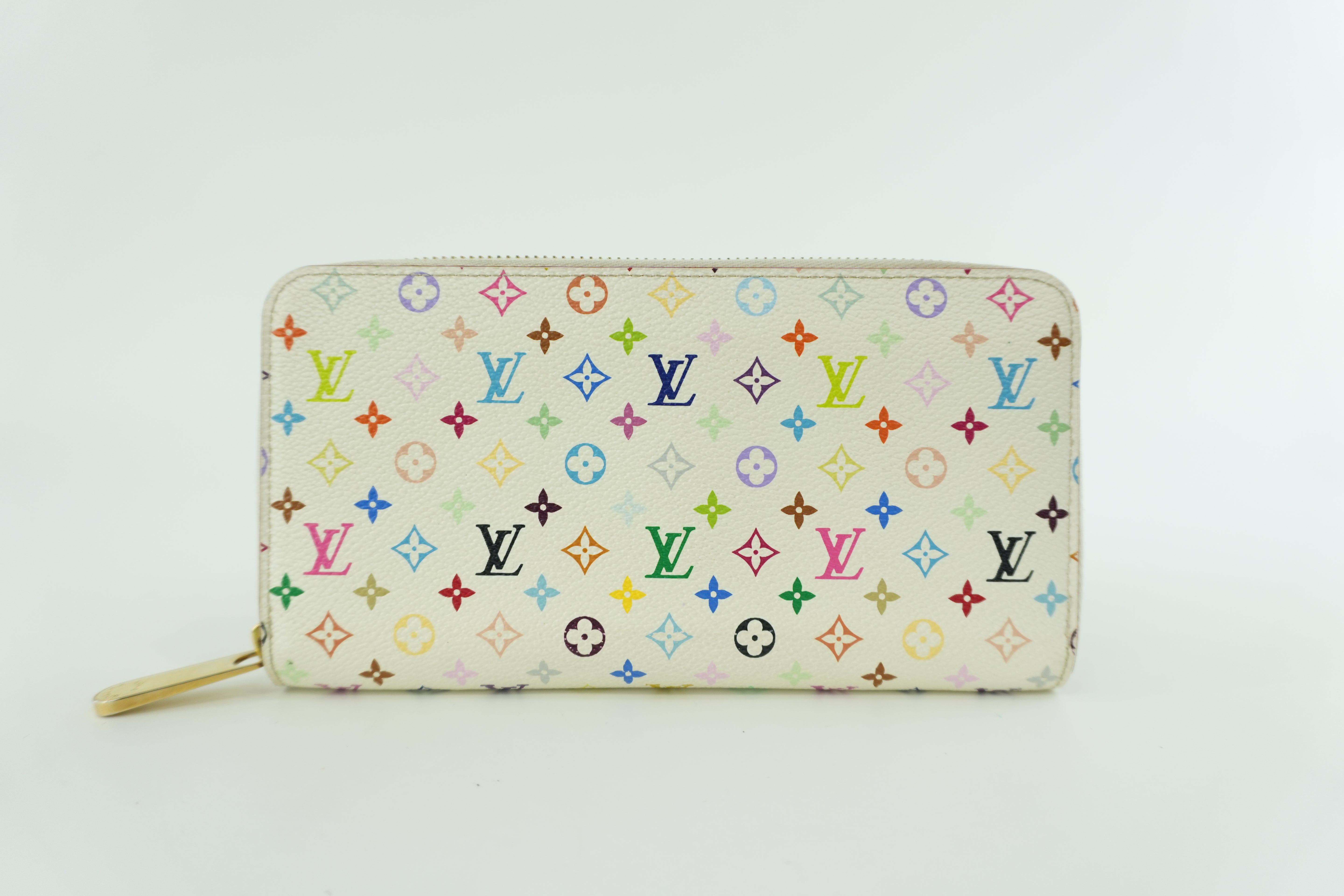 Pre-owned Louis Vuitton Monogram Multicolore Zippy Wallet White