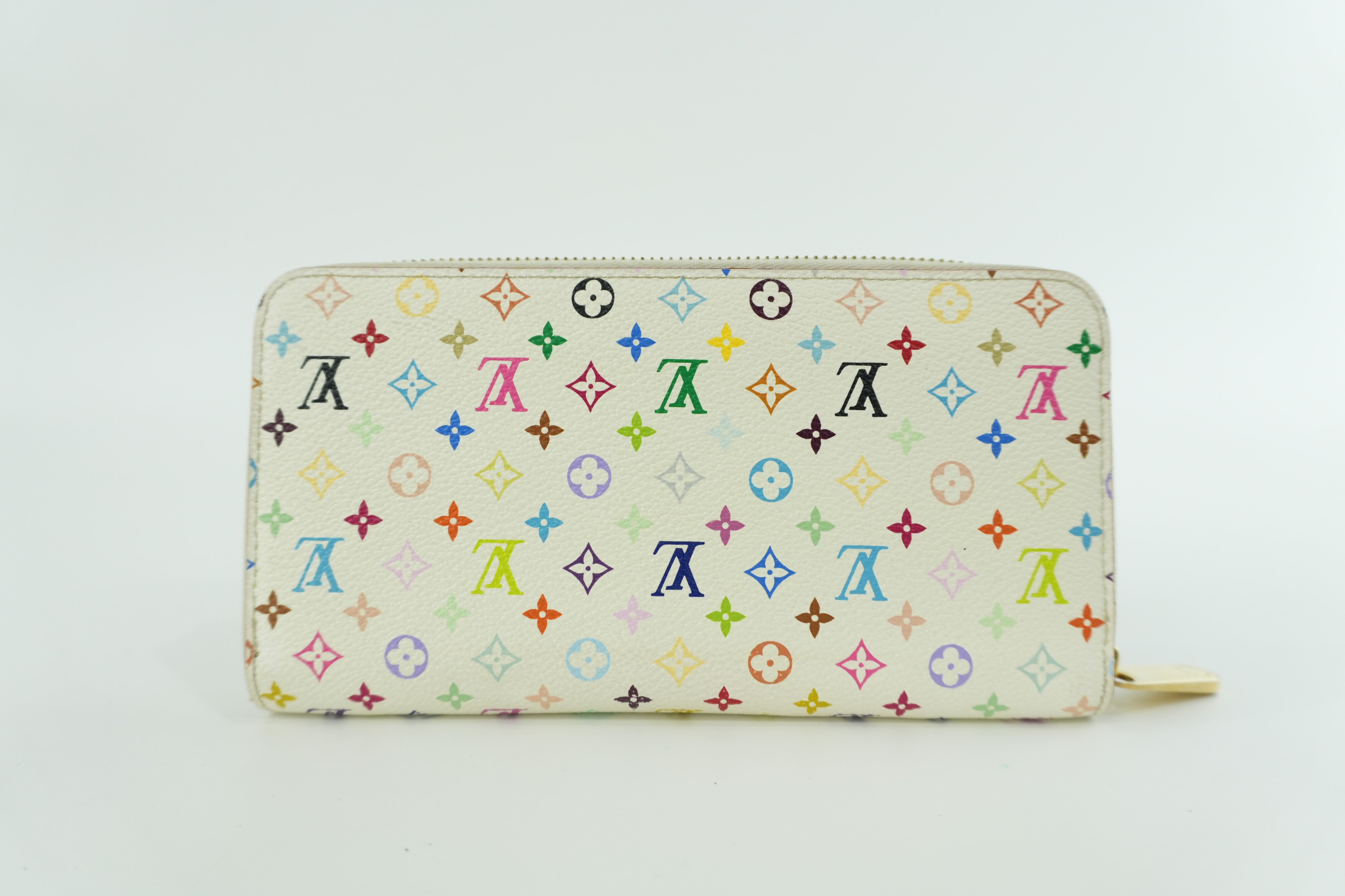Pre-owned Louis Vuitton Monogram Multicolore Zippy Wallet White