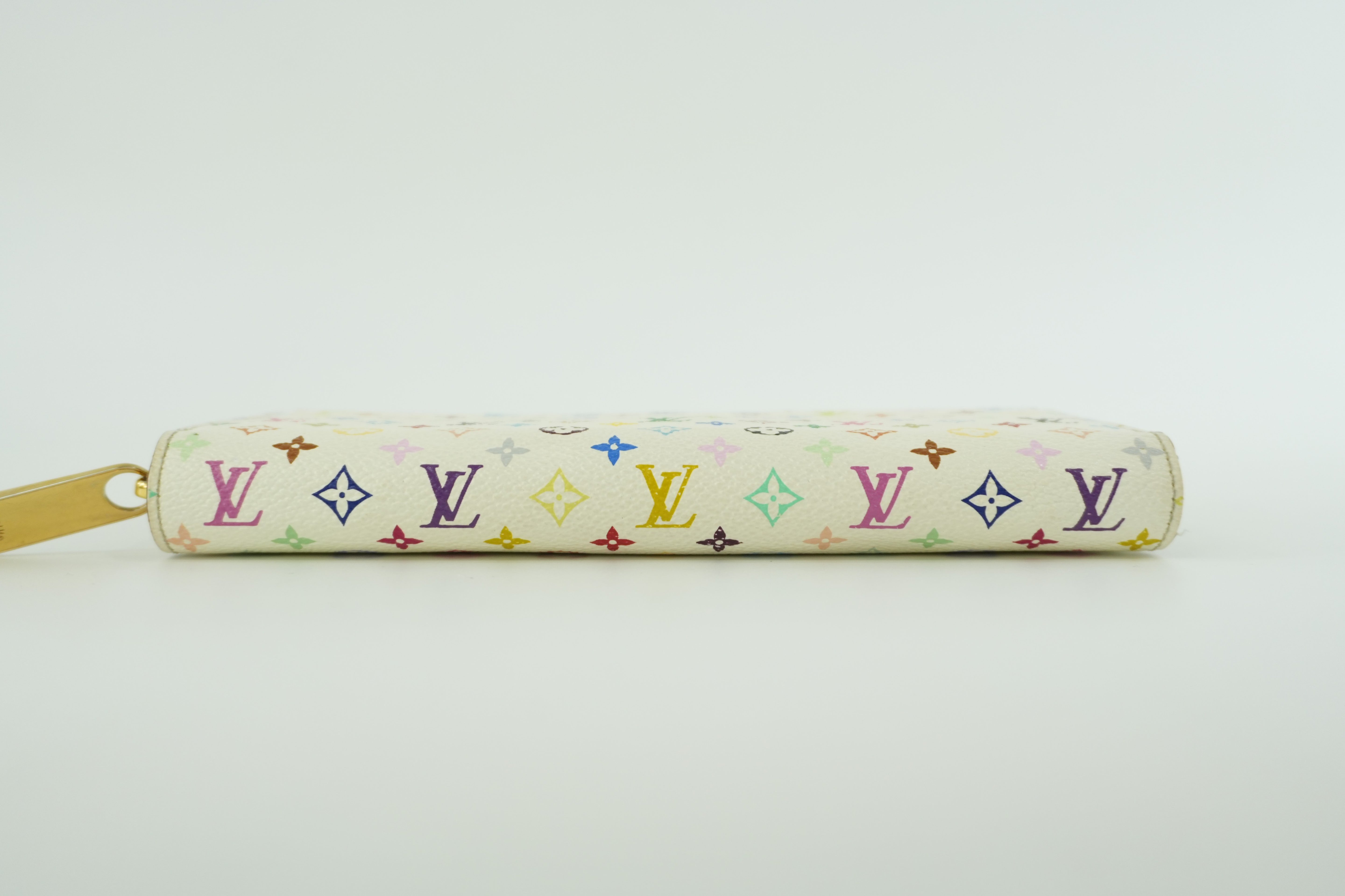 Pre-owned Louis Vuitton Monogram Multicolore Zippy Wallet White