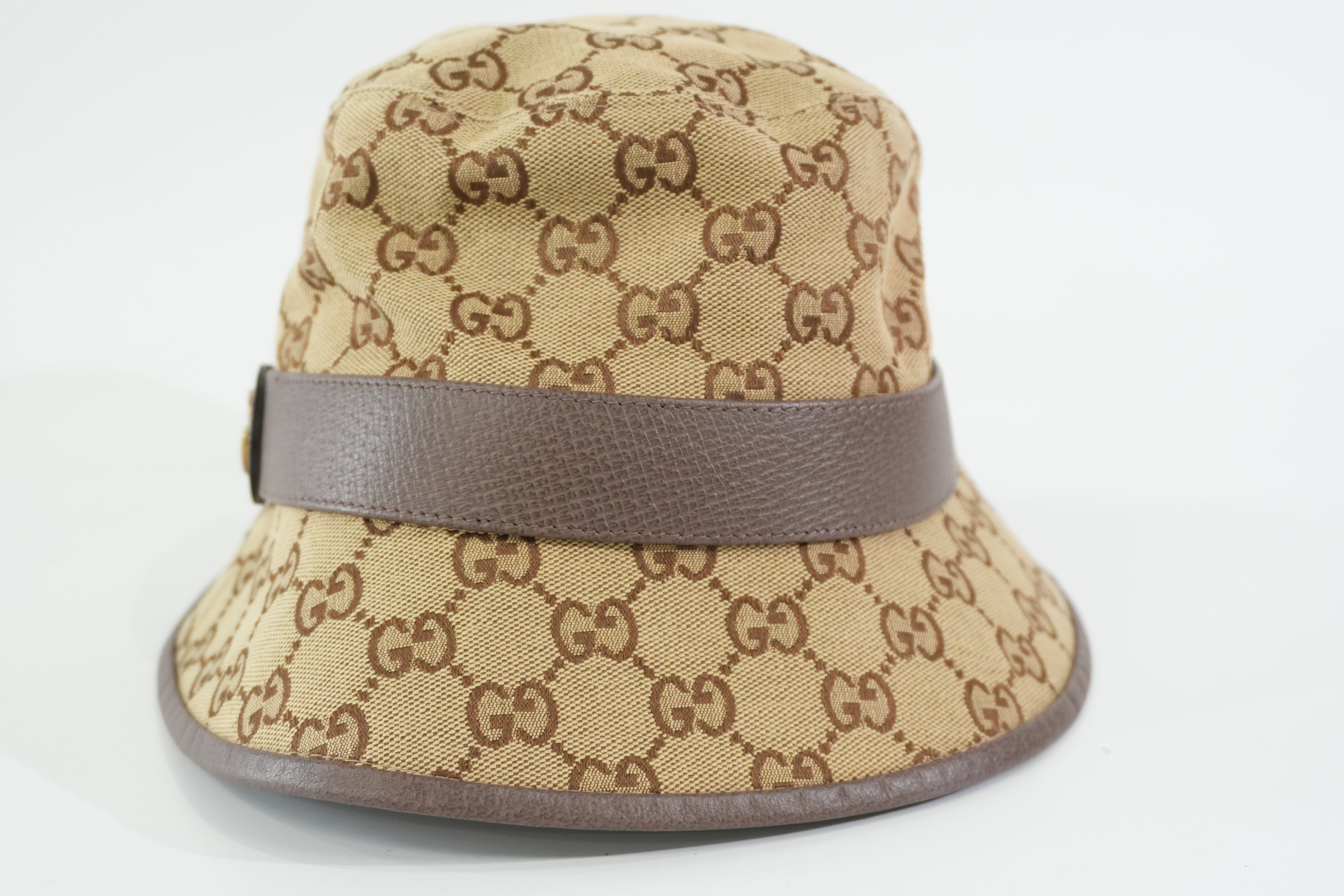 Pre-owned Gucci Guccisima Bucket Hat Size L Brown