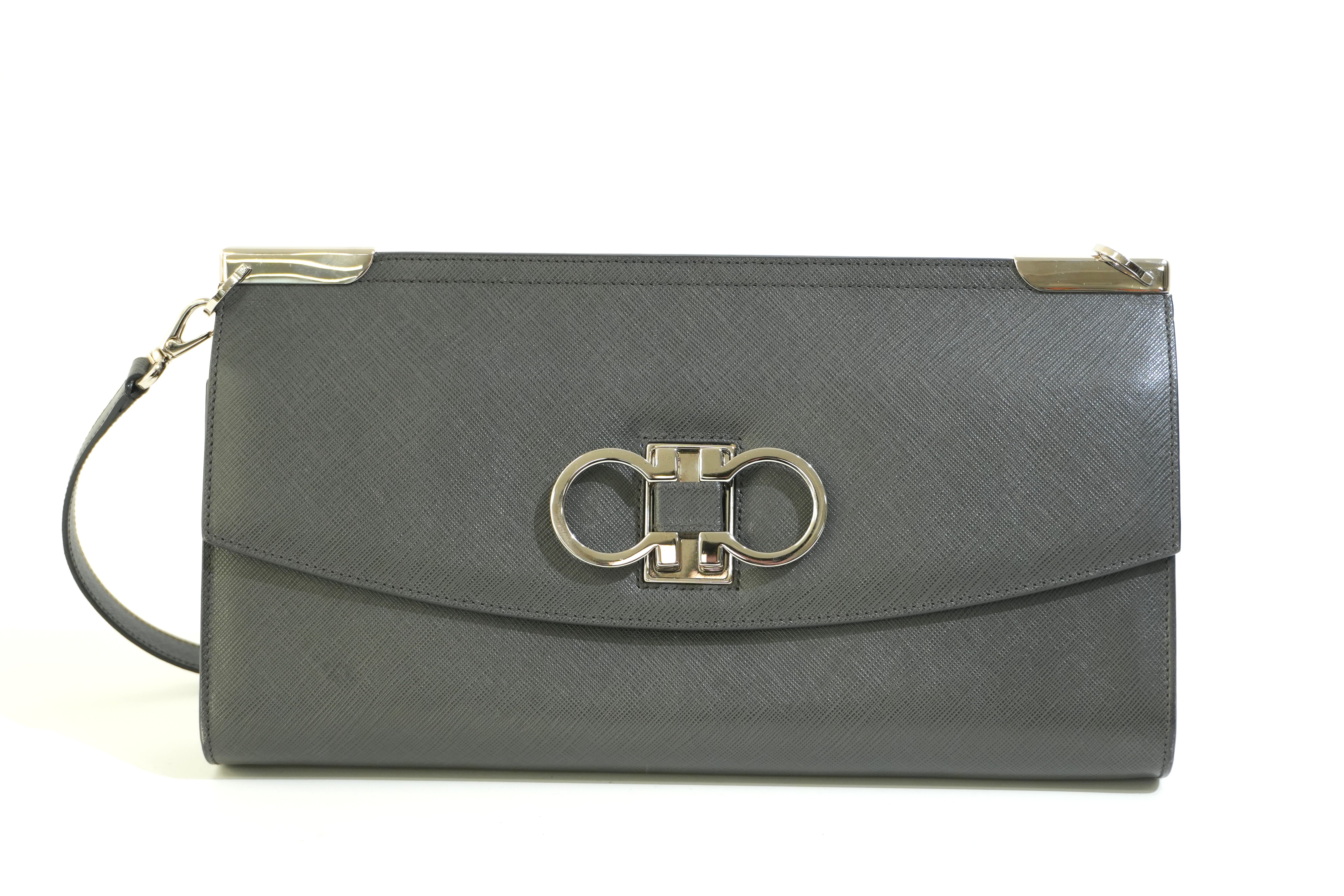 Pre-owned Ferragamo Leather Shoulder Bag Gray