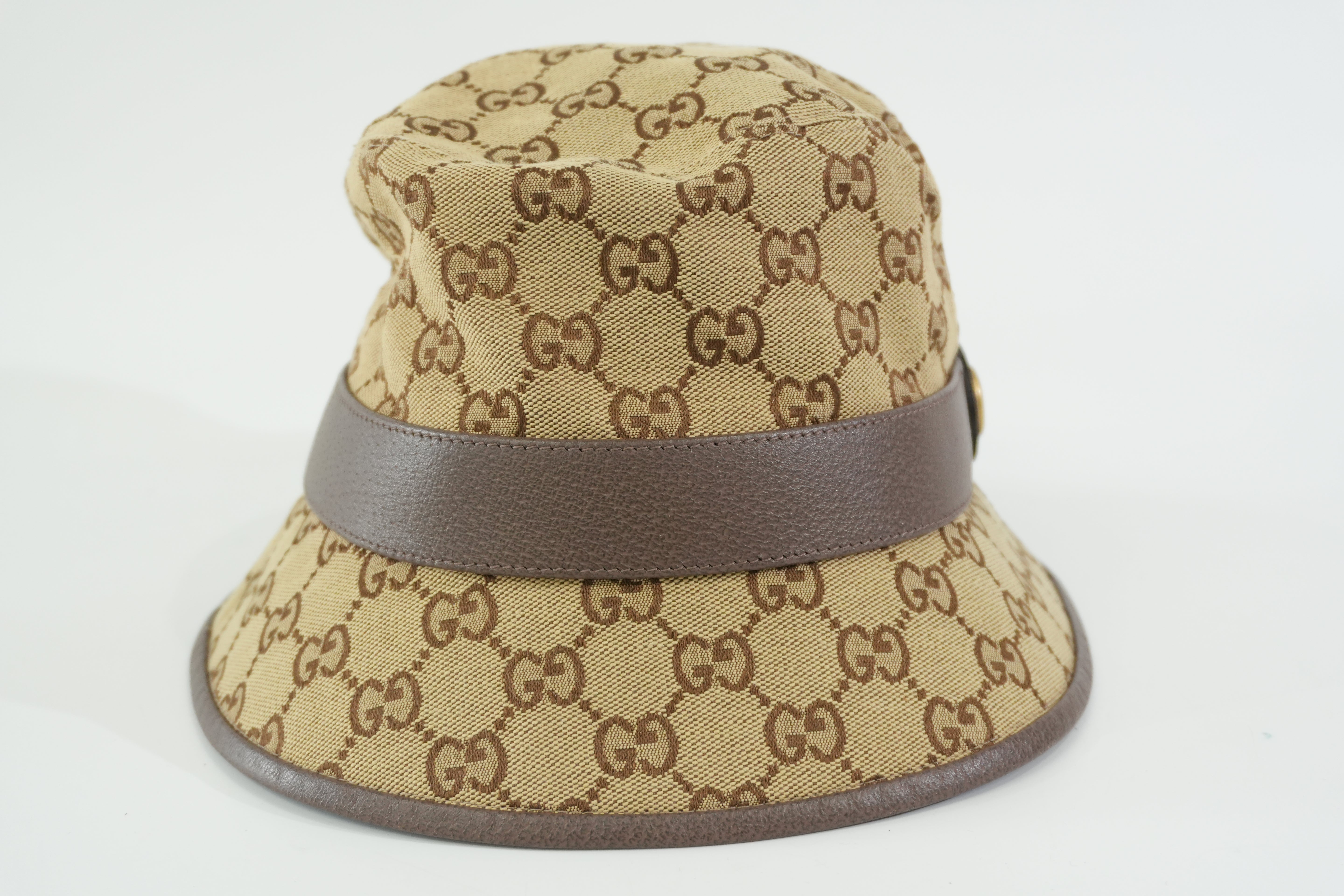 Pre-owned Gucci Guccisima Bucket Hat Size L Brown