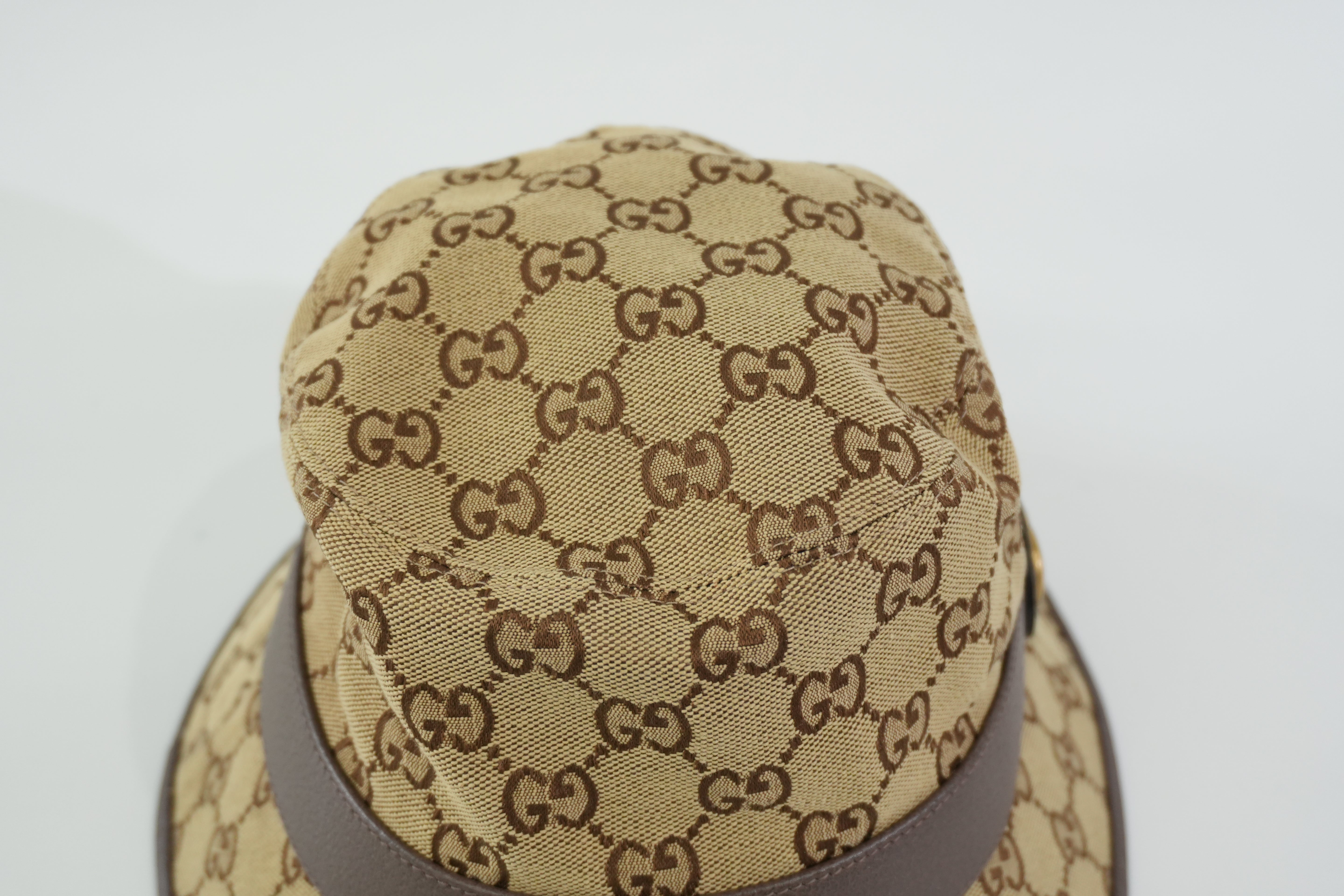 Pre-owned Gucci Guccisima Bucket Hat Size L Brown