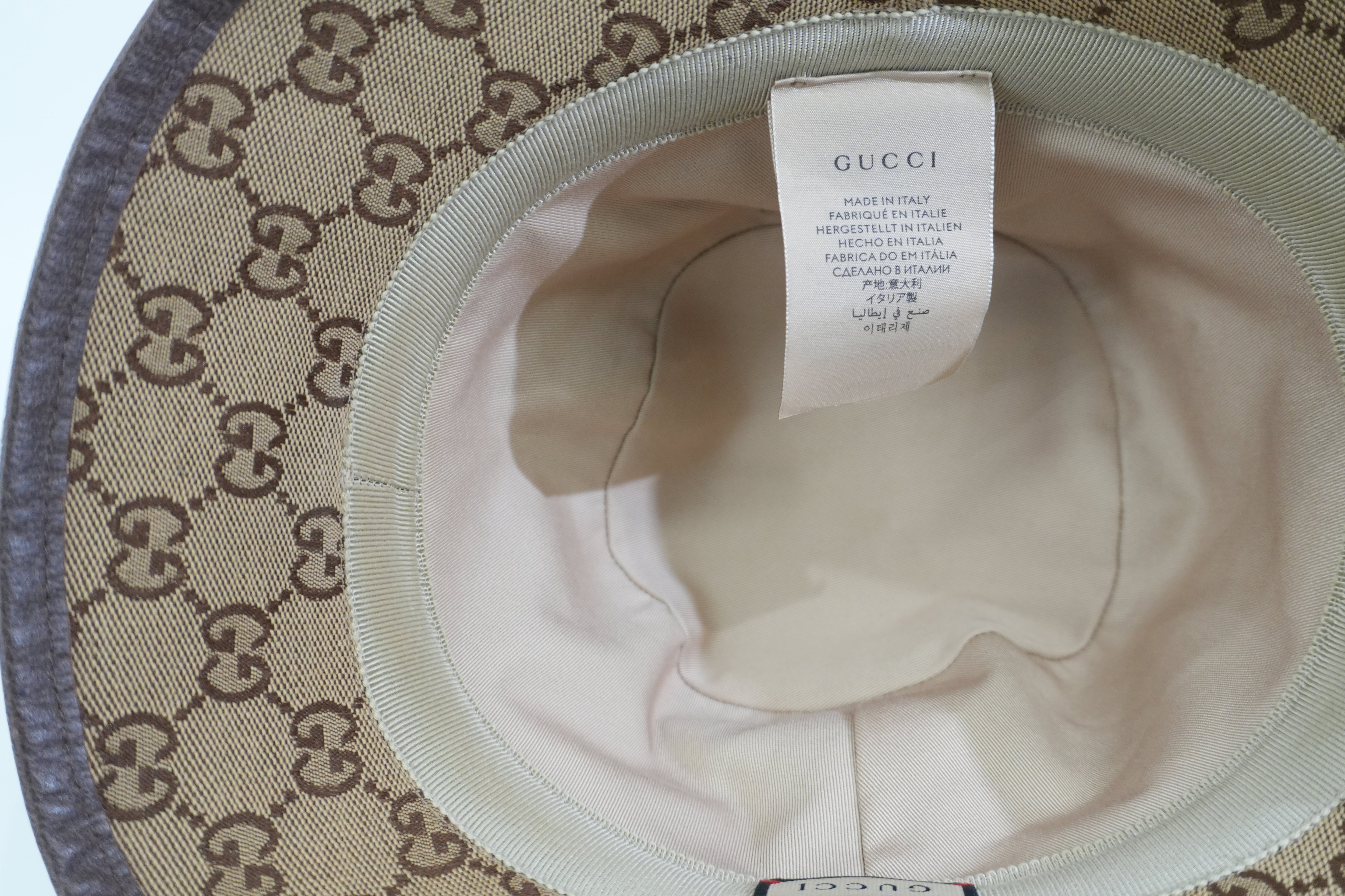 Pre-owned Gucci Guccisima Bucket Hat Size L Brown
