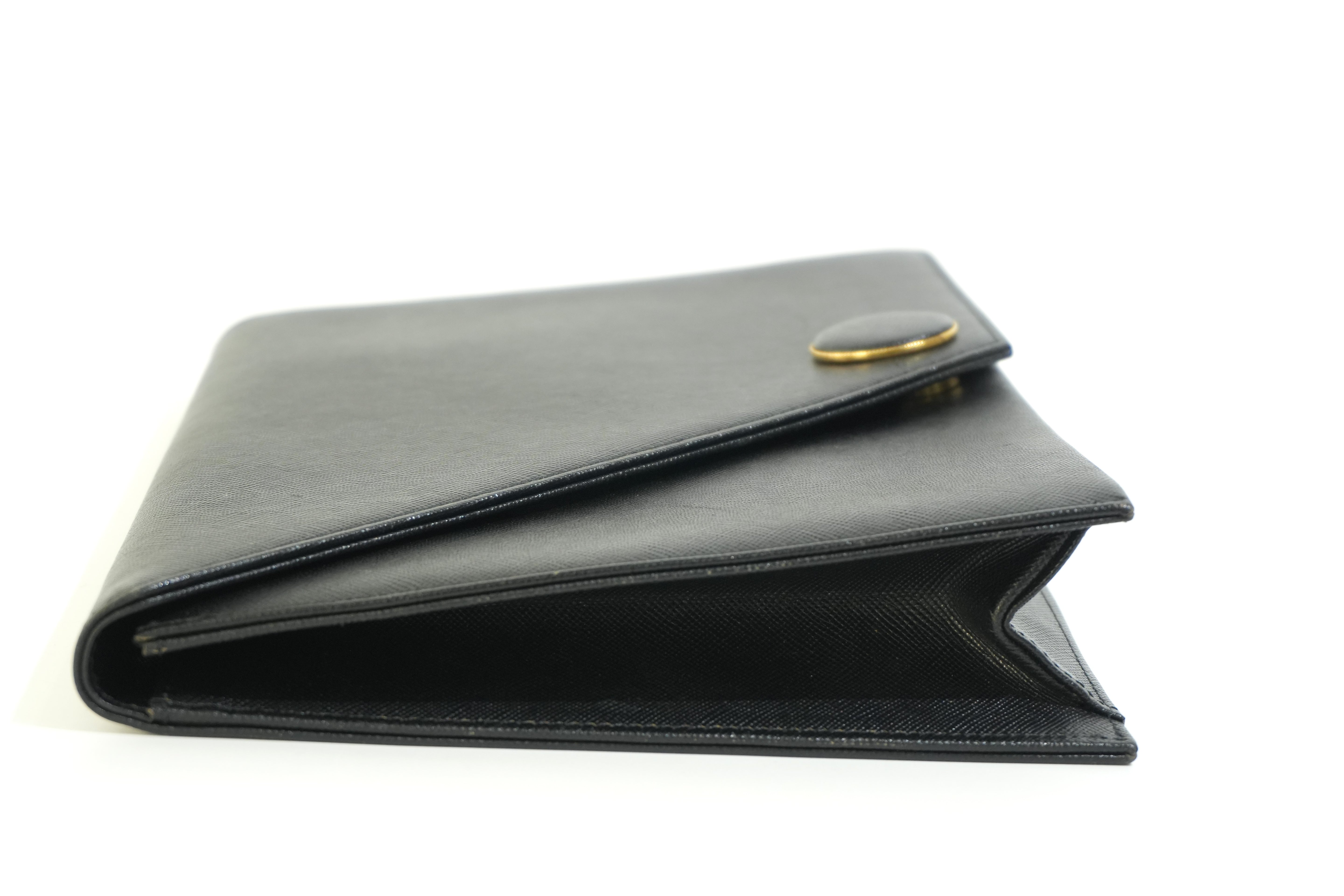 Pre-owned Saint Laurent Leather Clutch Bag Black