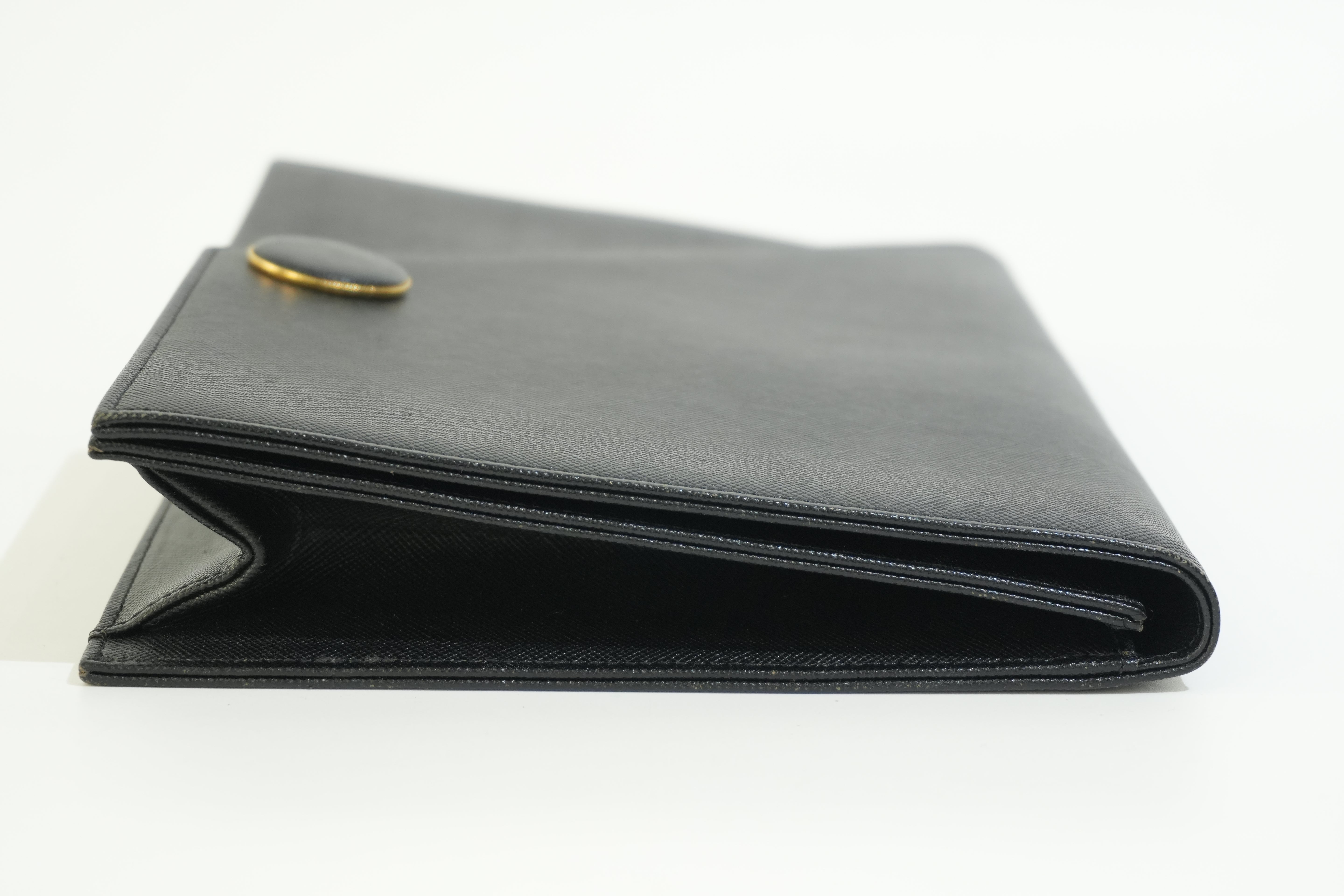 Pre-owned Saint Laurent Leather Clutch Bag Black