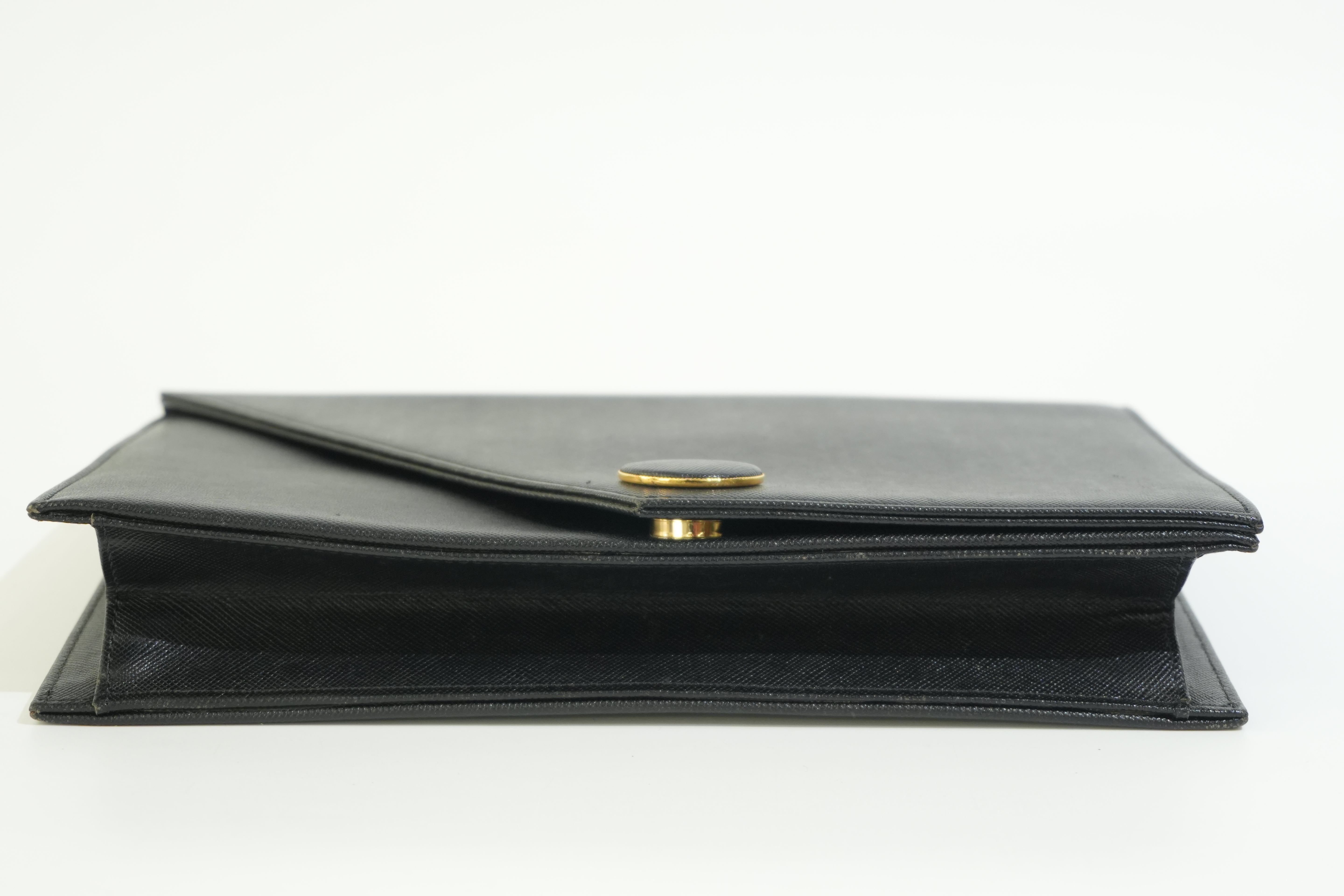 Pre-owned Saint Laurent Leather Clutch Bag Black