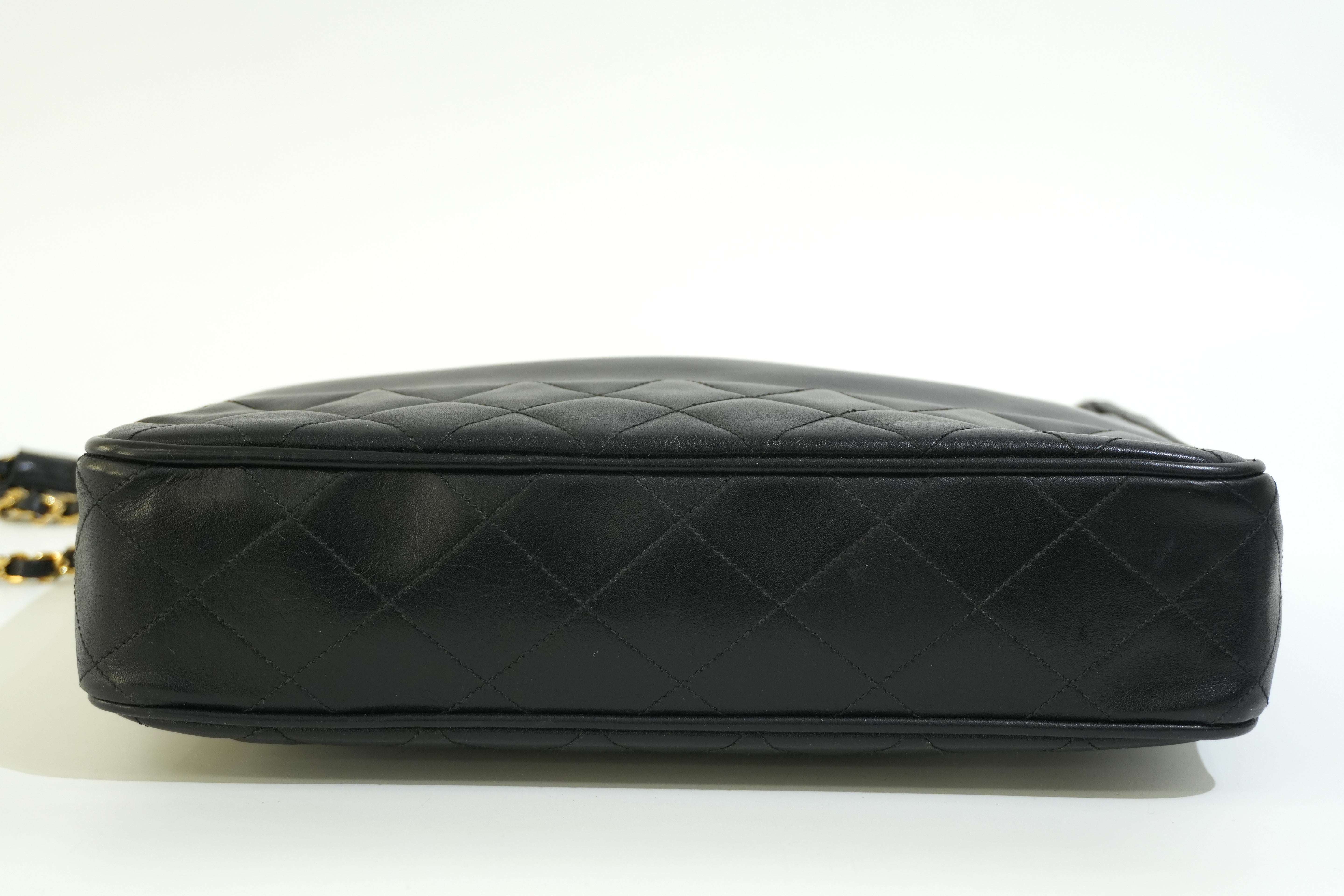 Pre-owned Chanel Lambskin Chain Shoulder Bag Black