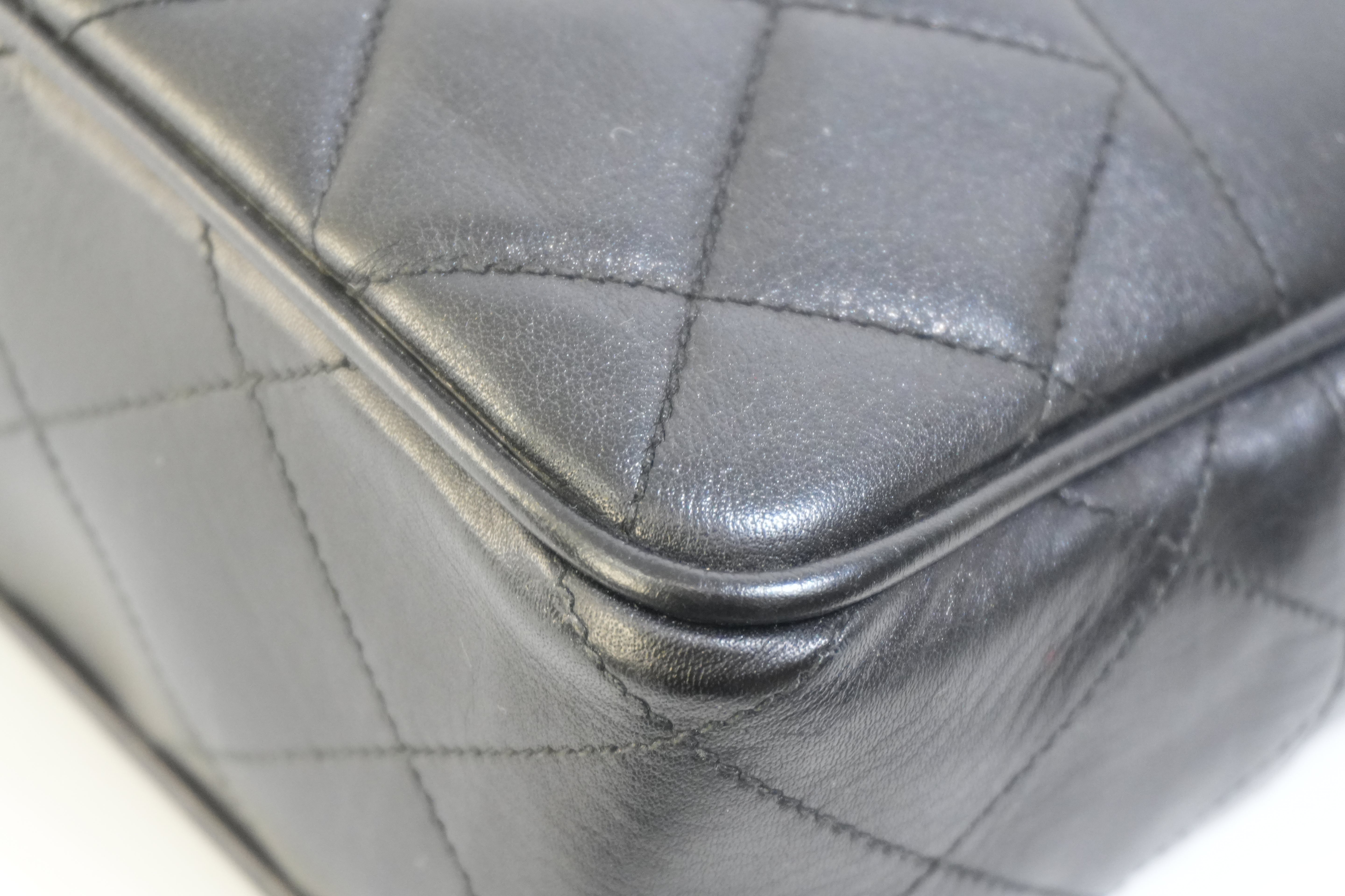 Pre-owned Chanel Lambskin Chain Shoulder Bag Black