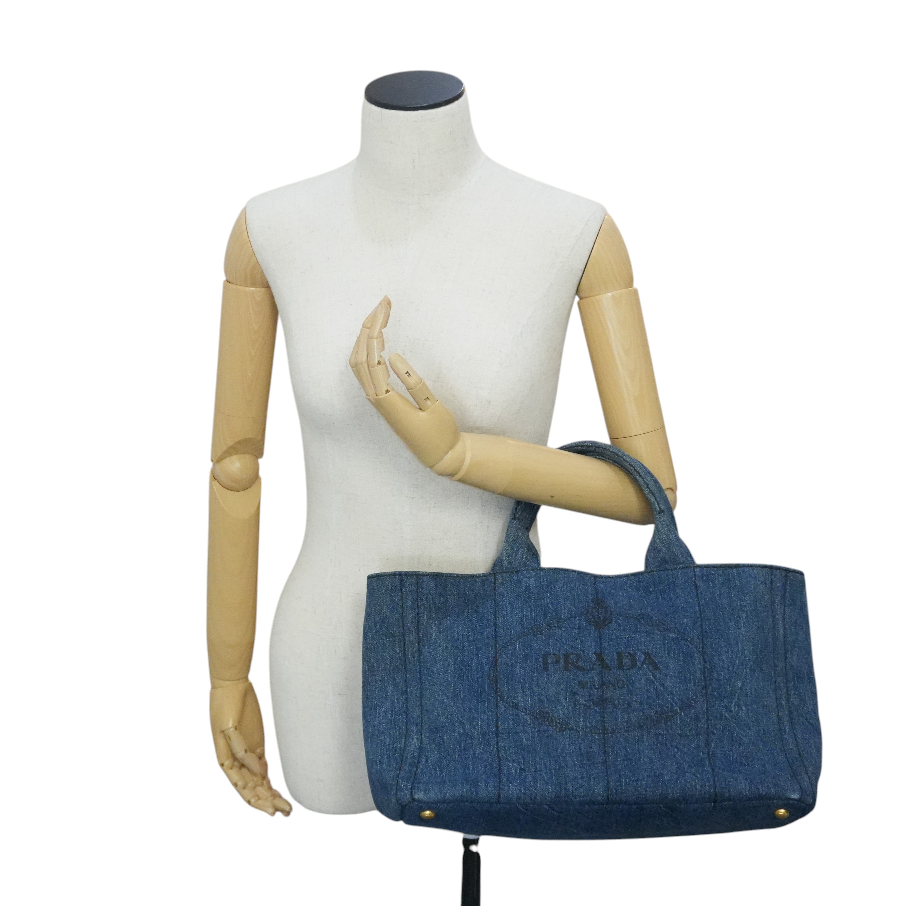 Pre-owned Prada Two Way Canapa Shoulder Bag Denim