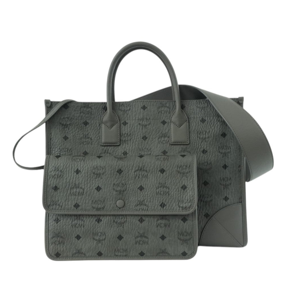 MCM Two Way Tote Bag Gray Used