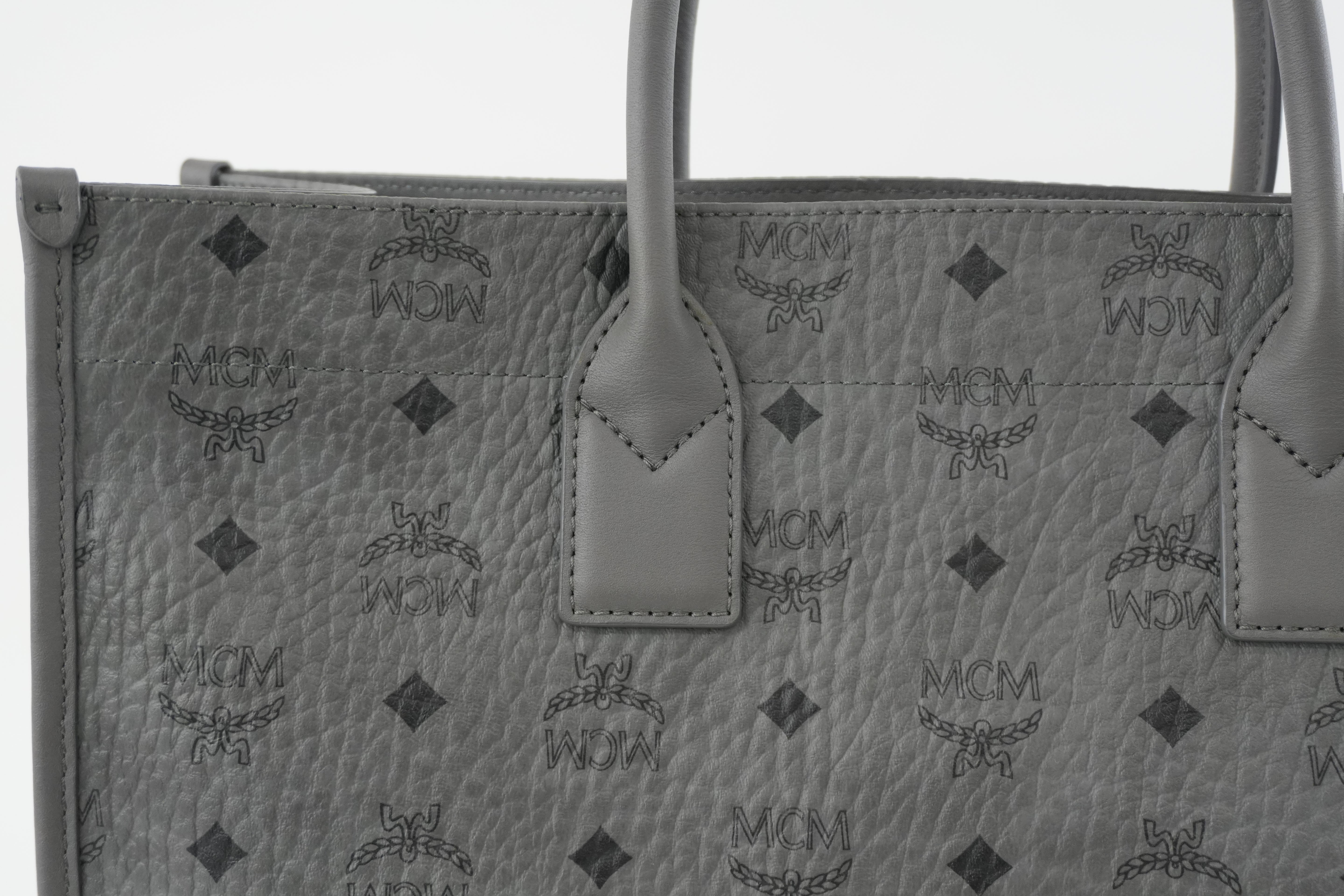 MCM Two Way Tote Bag Gray Used