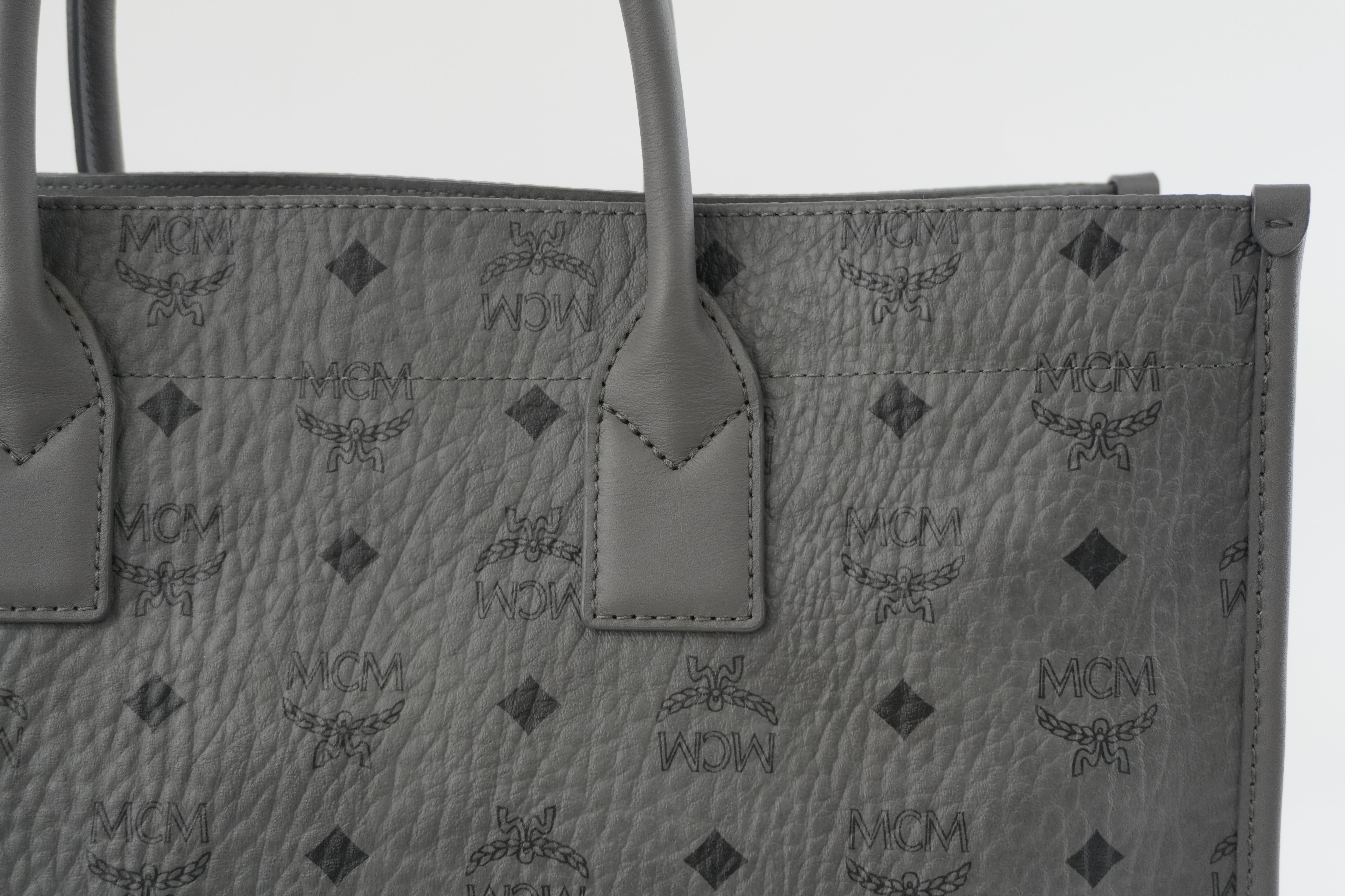 MCM Two Way Tote Bag Gray Used
