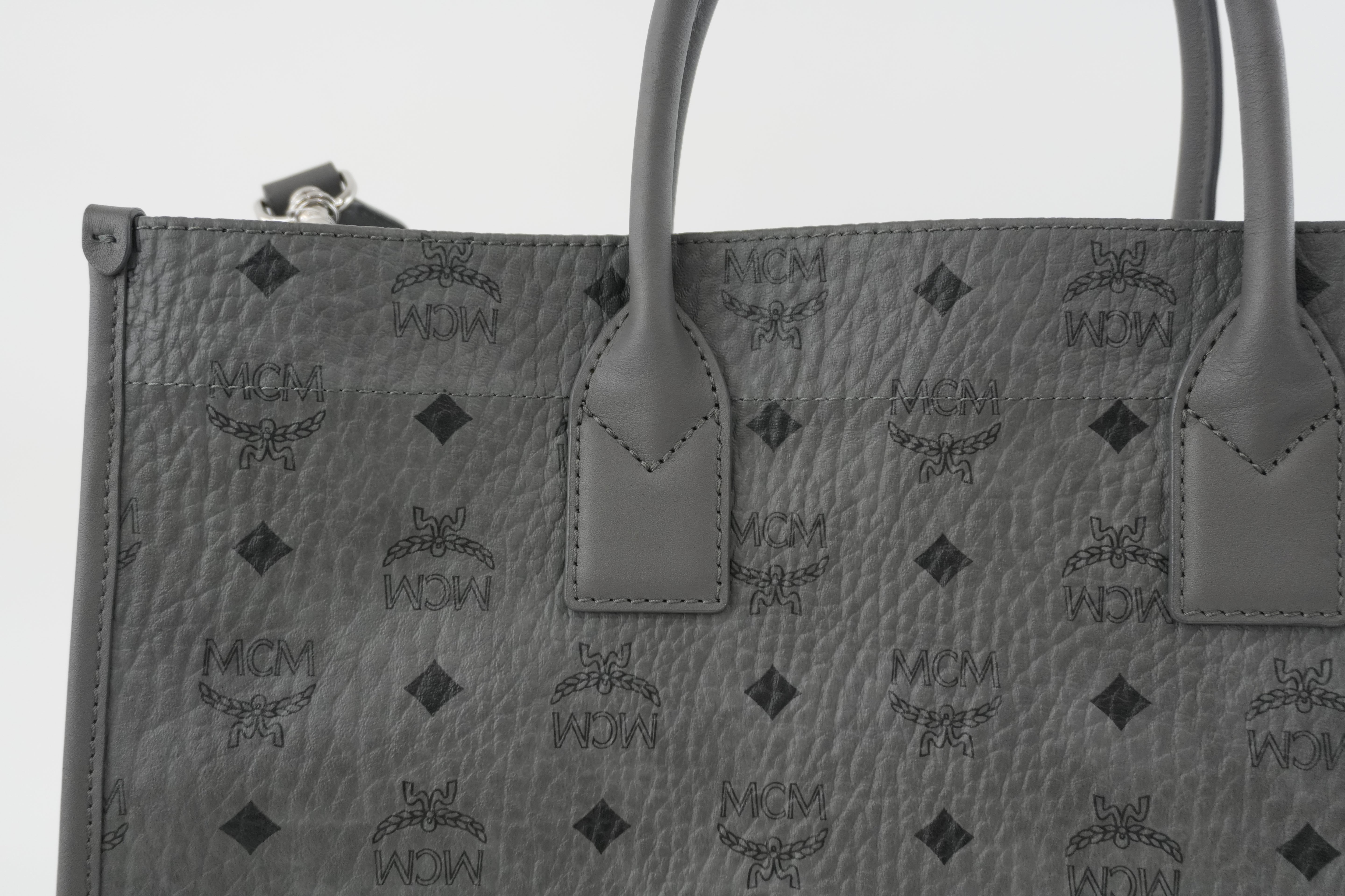 MCM Two Way Tote Bag Gray Used