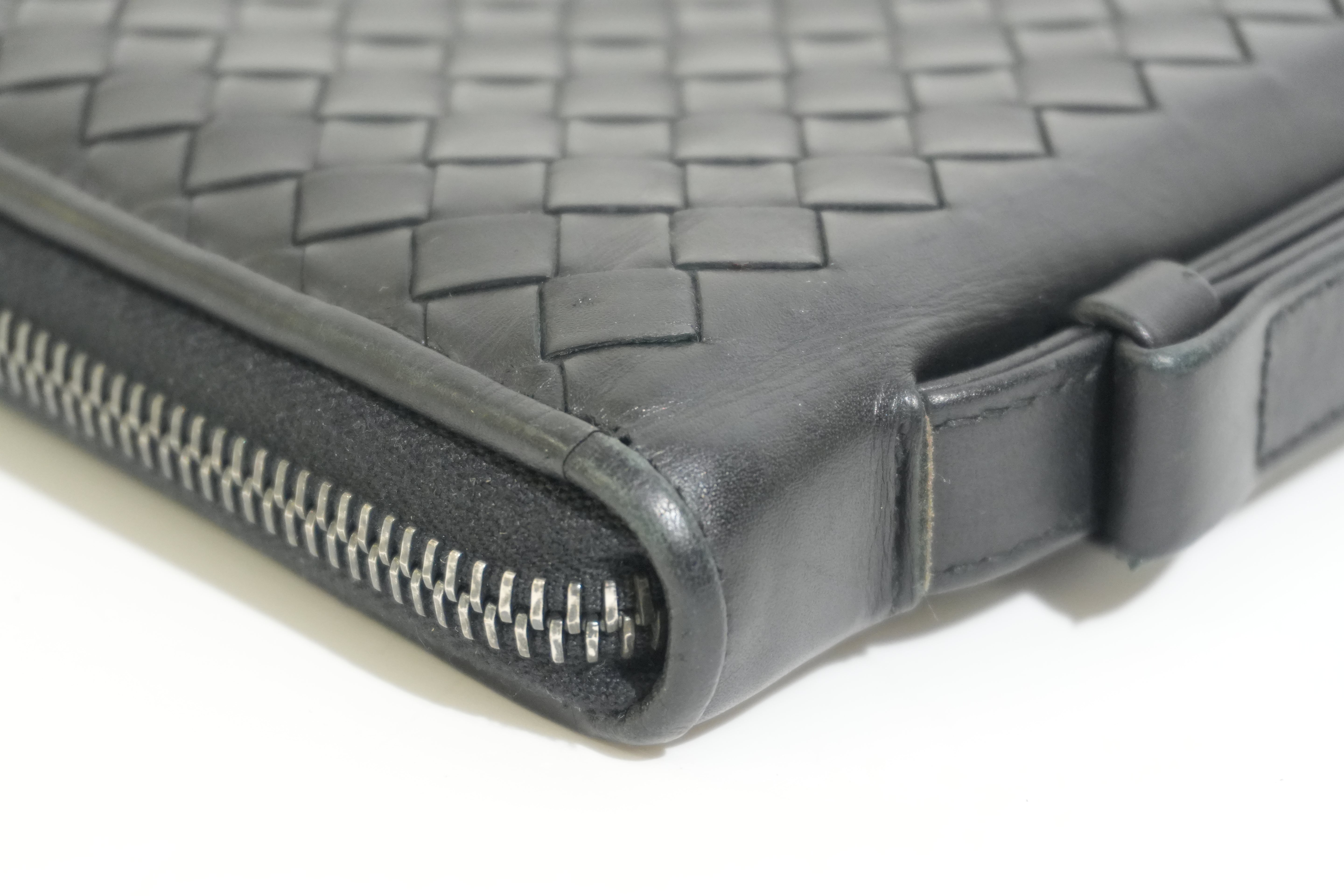 Pre-owned Bottega Leather Organizer Wallet Black