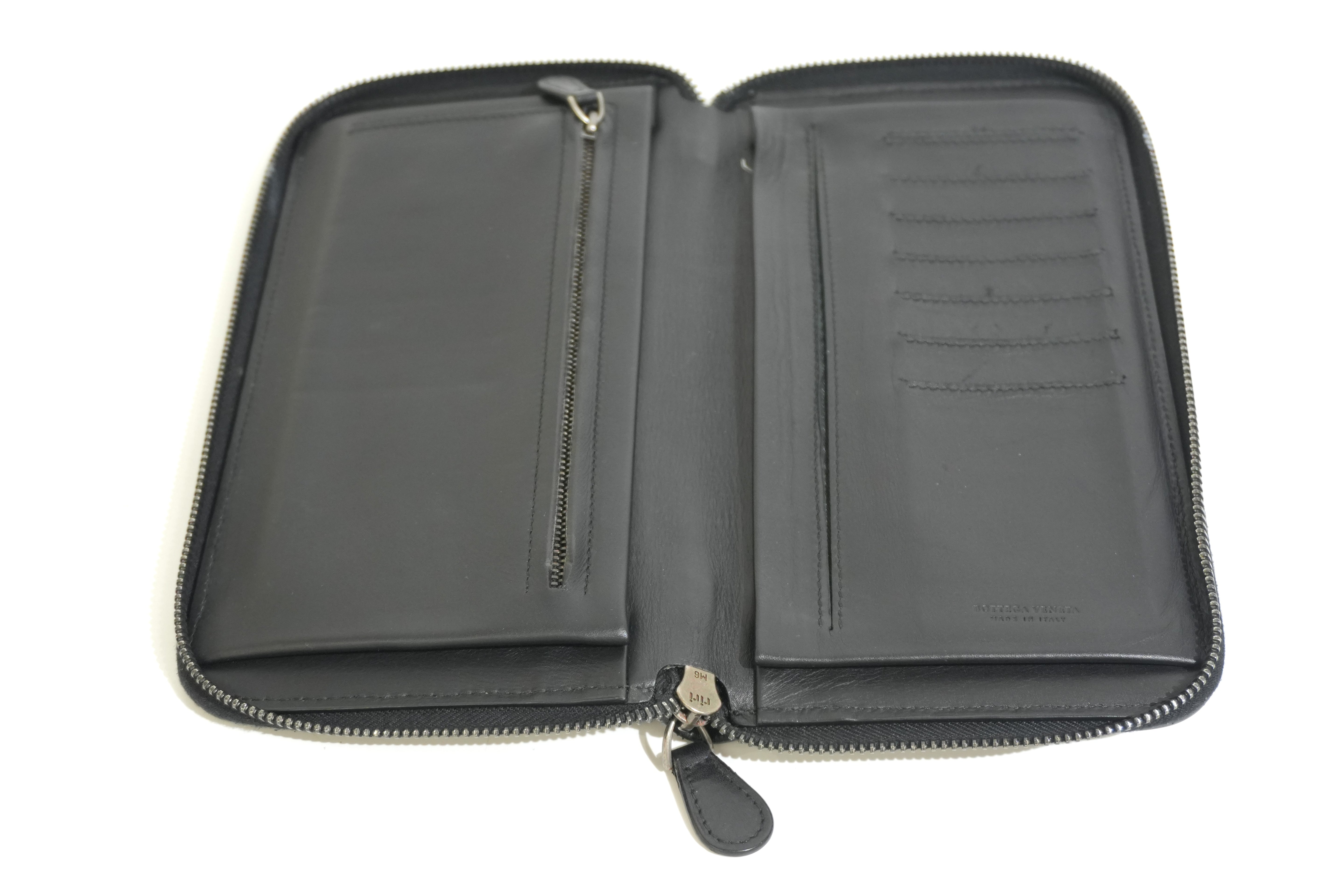 Pre-owned Bottega Leather Organizer Wallet Black