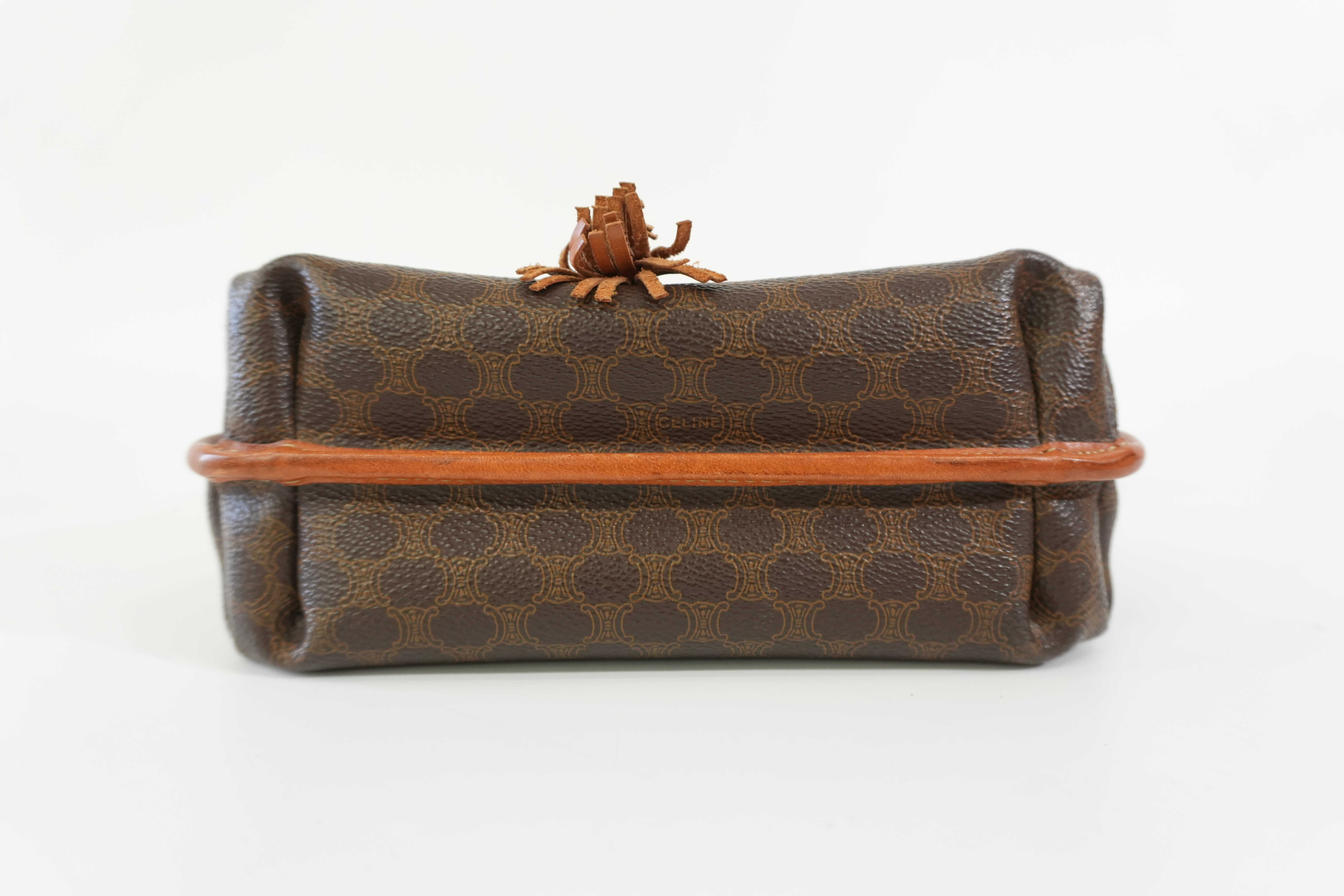 Pre-owned Celine Macadam Shoulder Bag Brown