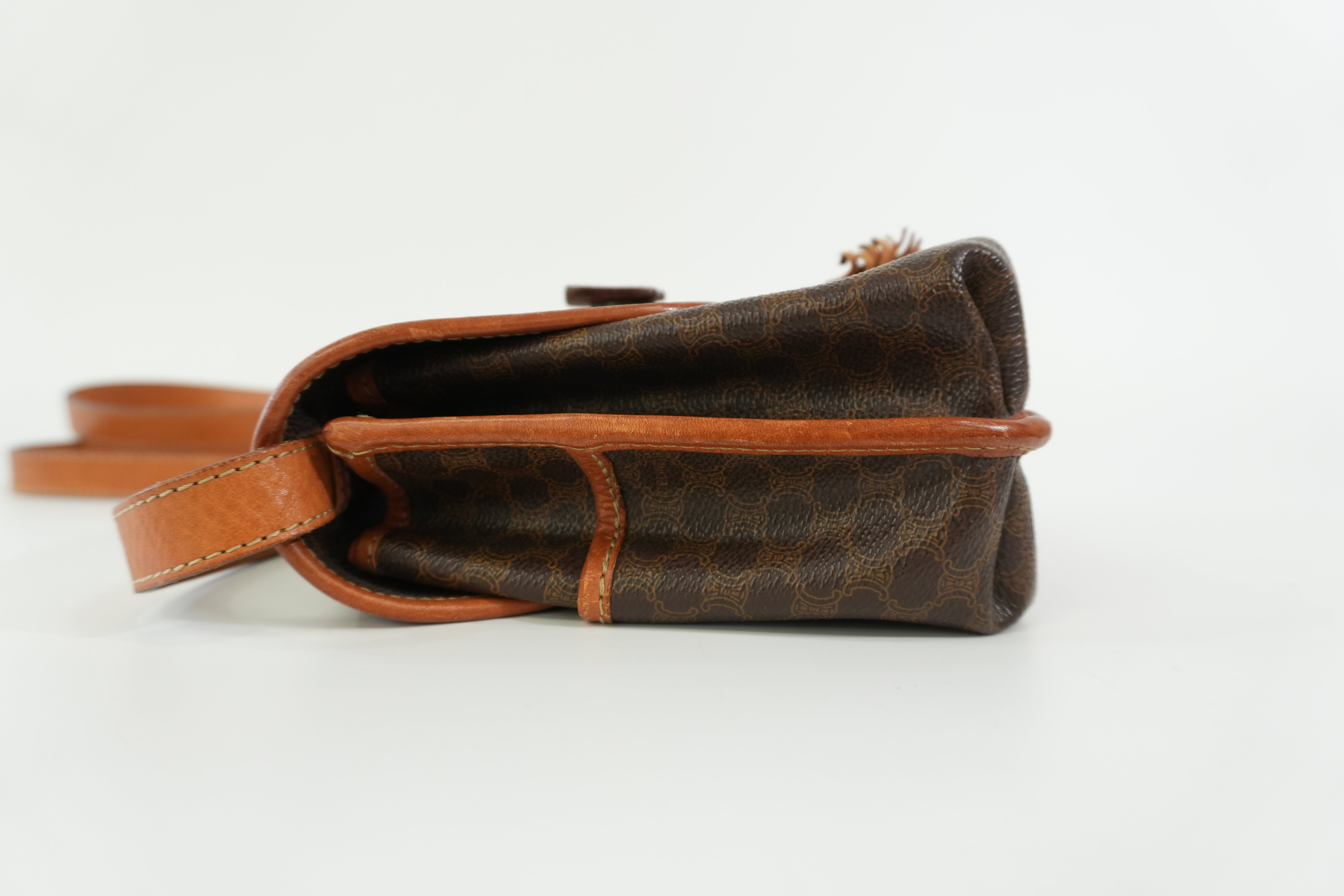 Pre-owned Celine Macadam Shoulder Bag Brown