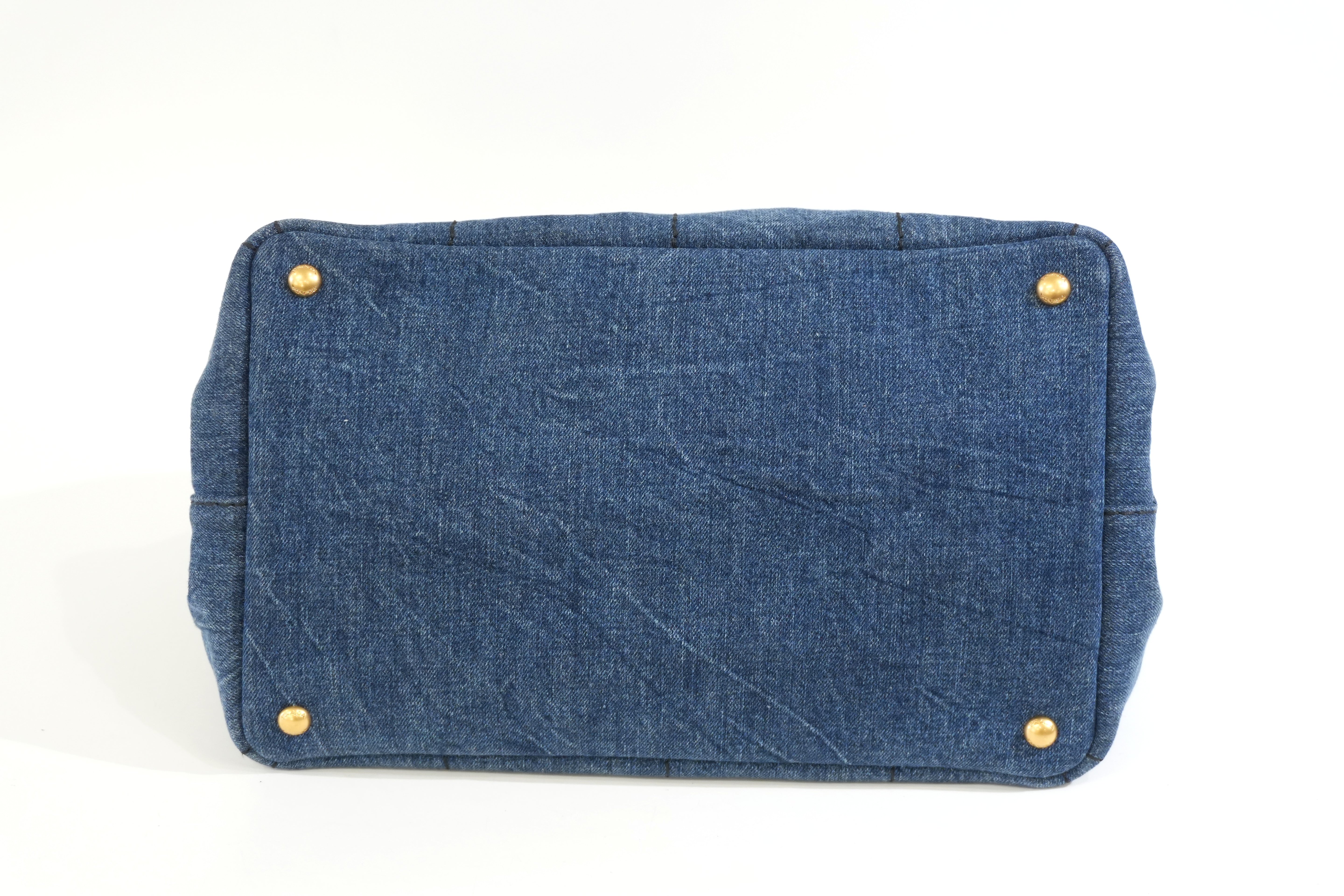 Pre-owned Prada Two Way Canapa Shoulder Bag Denim