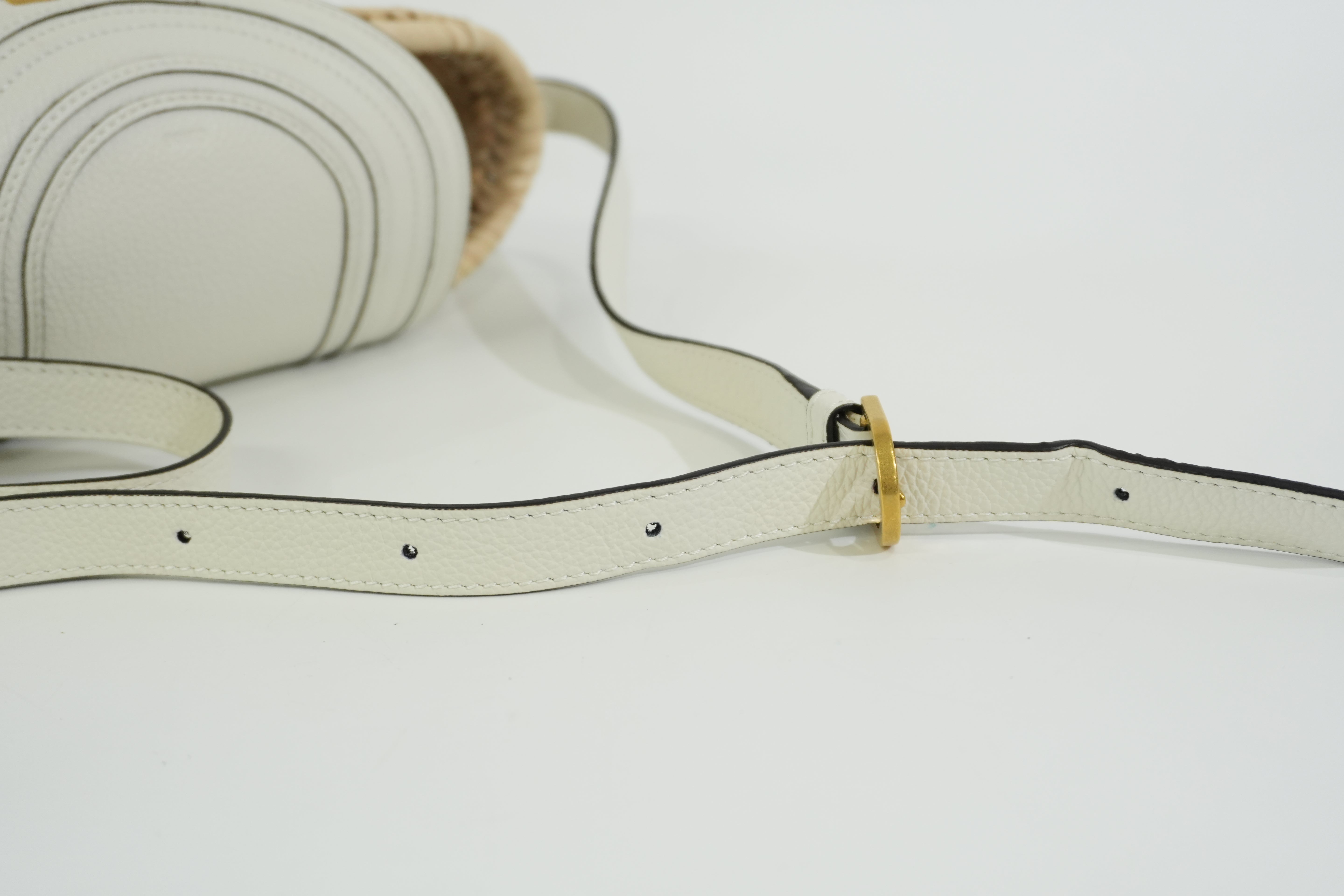 Pre-owned Chloe Raffia Shoulder Bag White