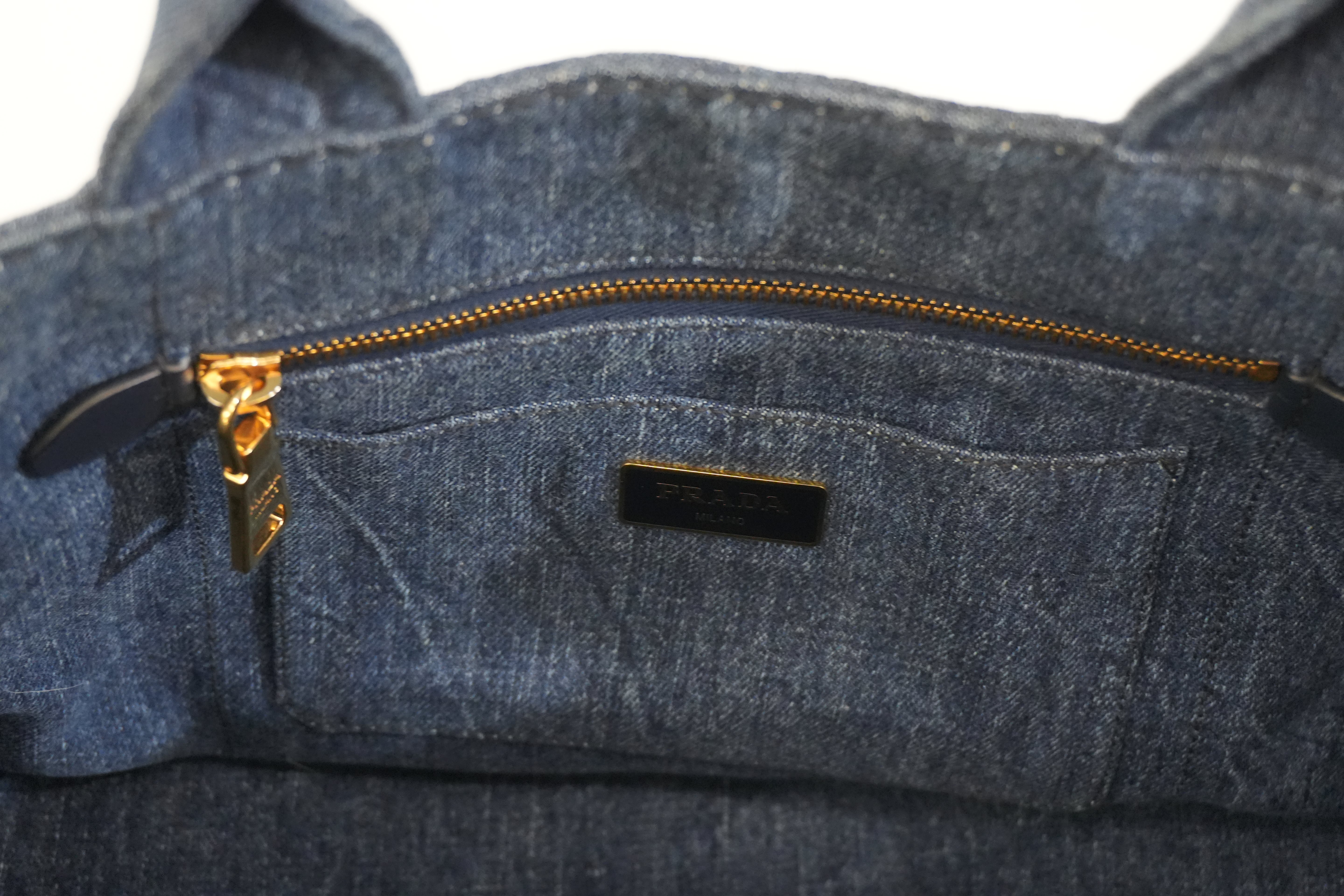 Pre-owned Prada Two Way Canapa Shoulder Bag Denim