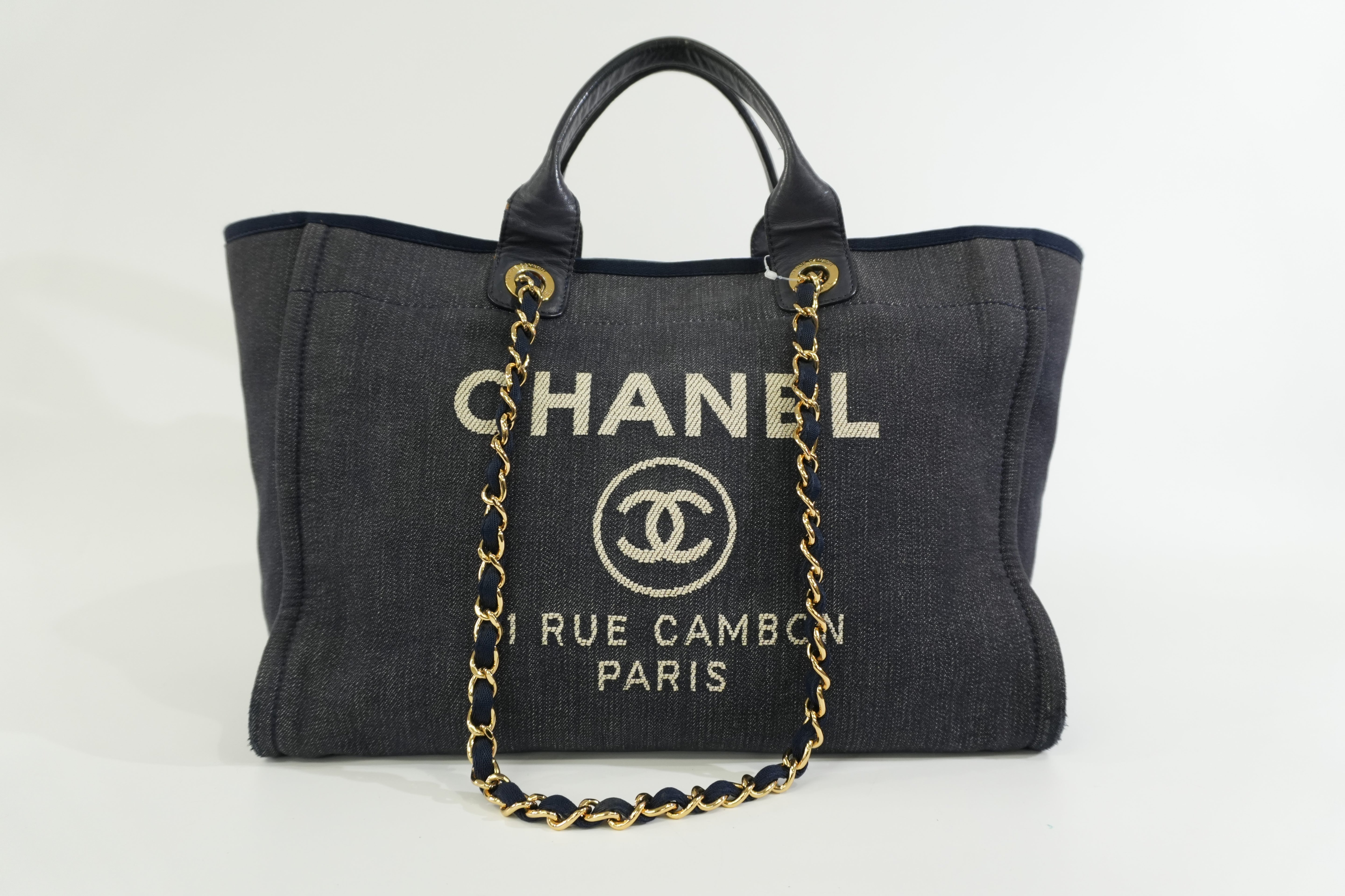 Pre-owned Chanel Deauville Tote Bag Blue Denim
