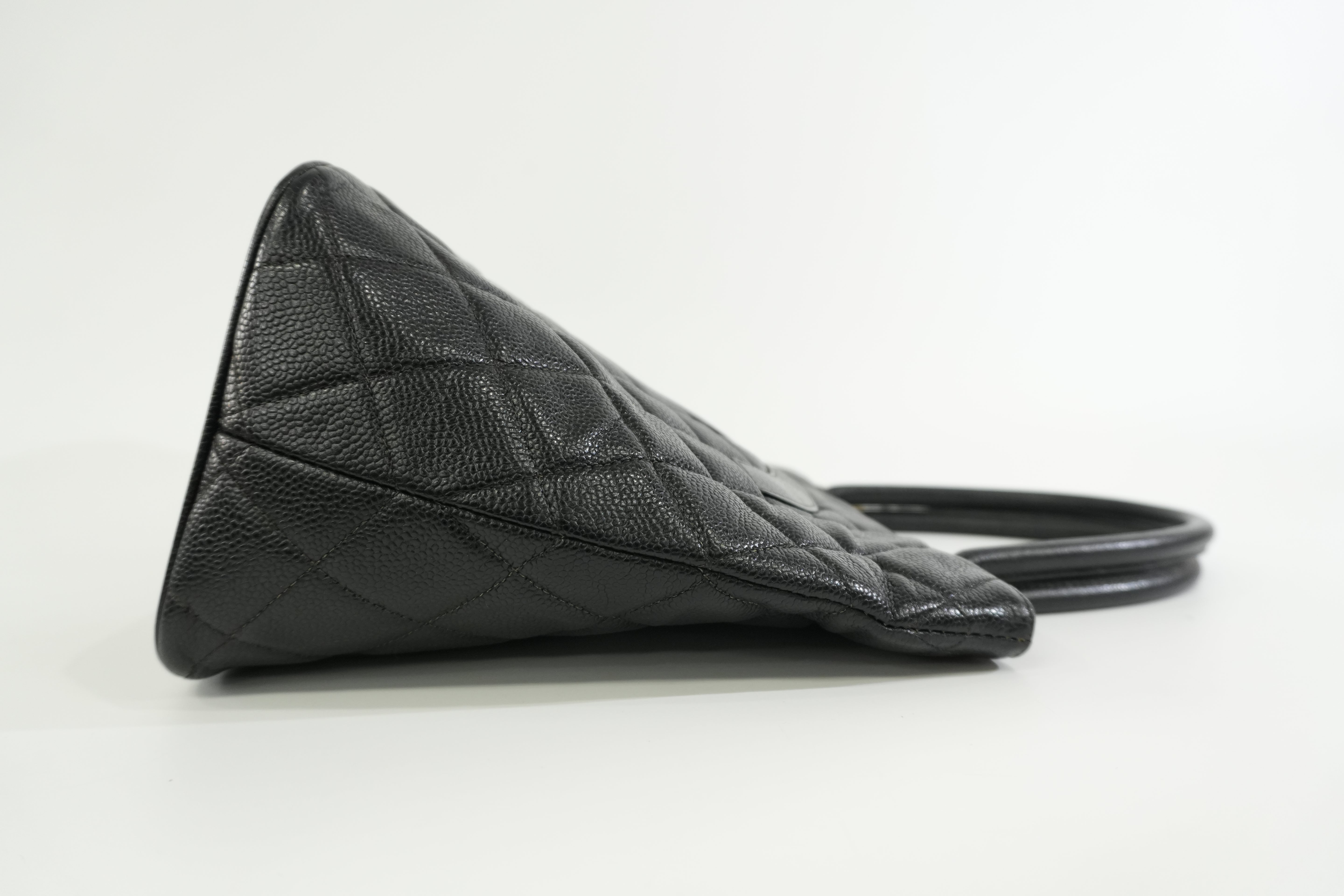 Pre-owned Chanel Medallion Tote Bag Black Gold Hardware