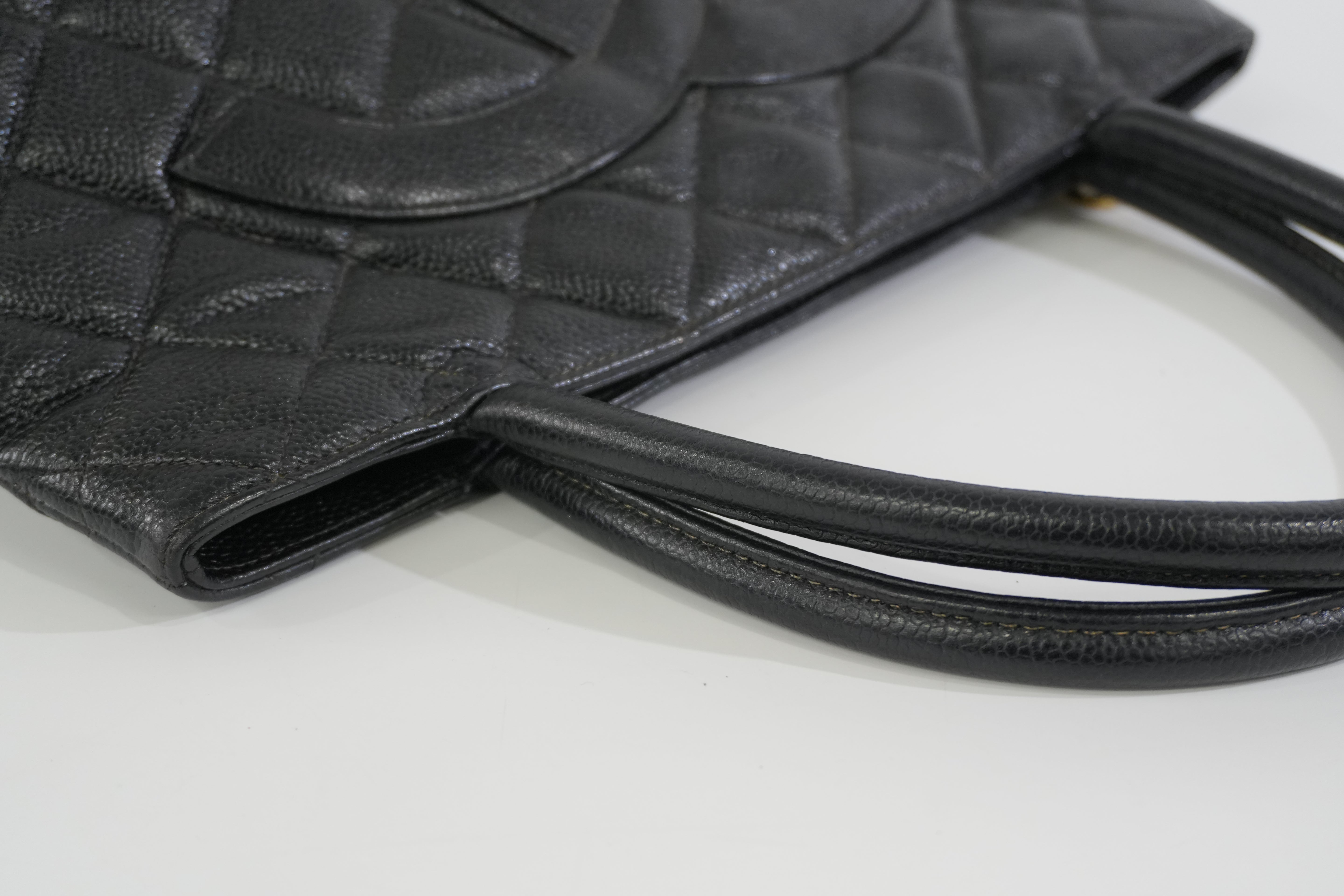 Pre-owned Chanel Medallion Tote Bag Black Gold Hardware