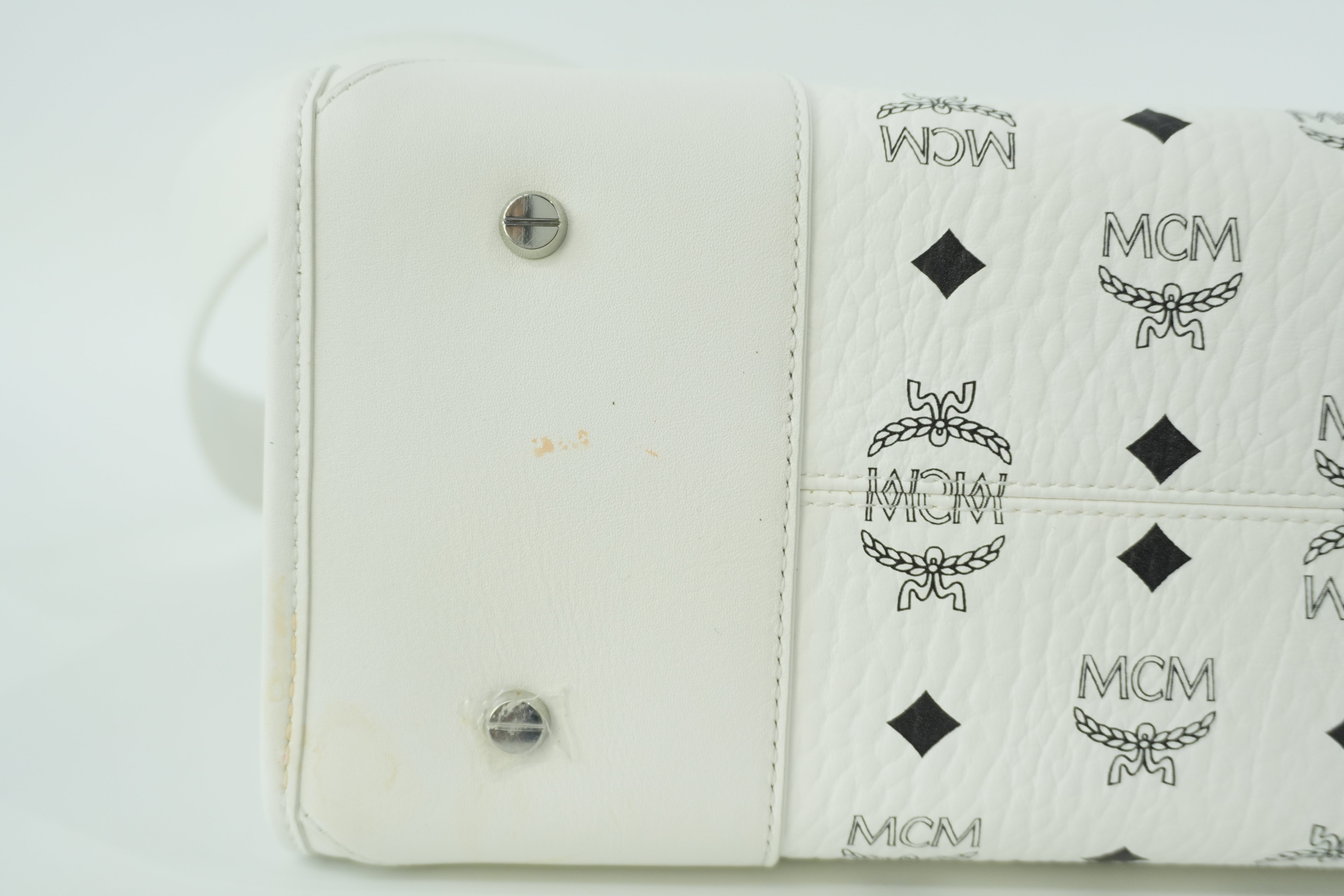 MCM Two Way Tote Bag White Used