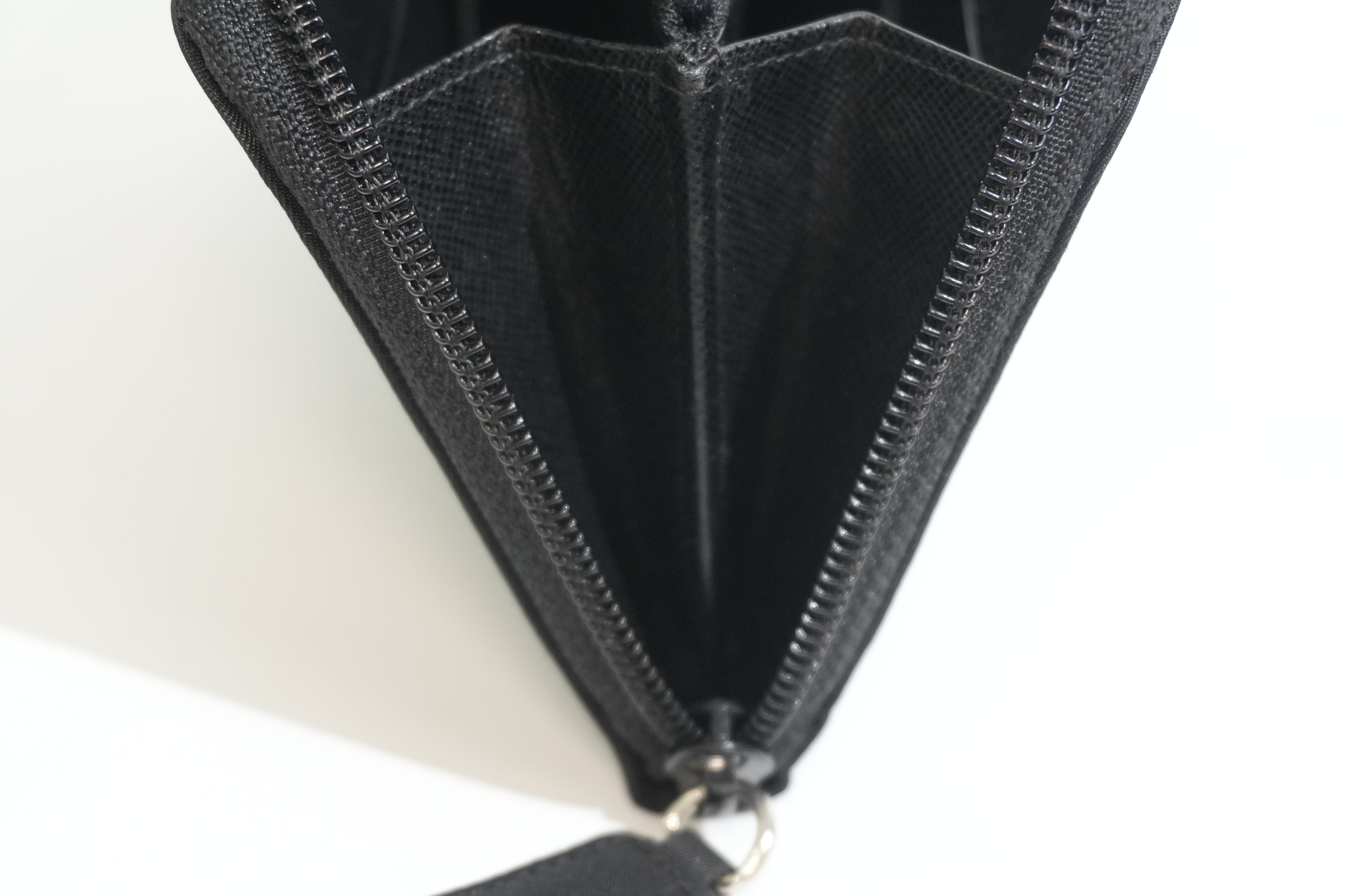 Pre-owned Prada Nylon Zippy Long Wallet Black